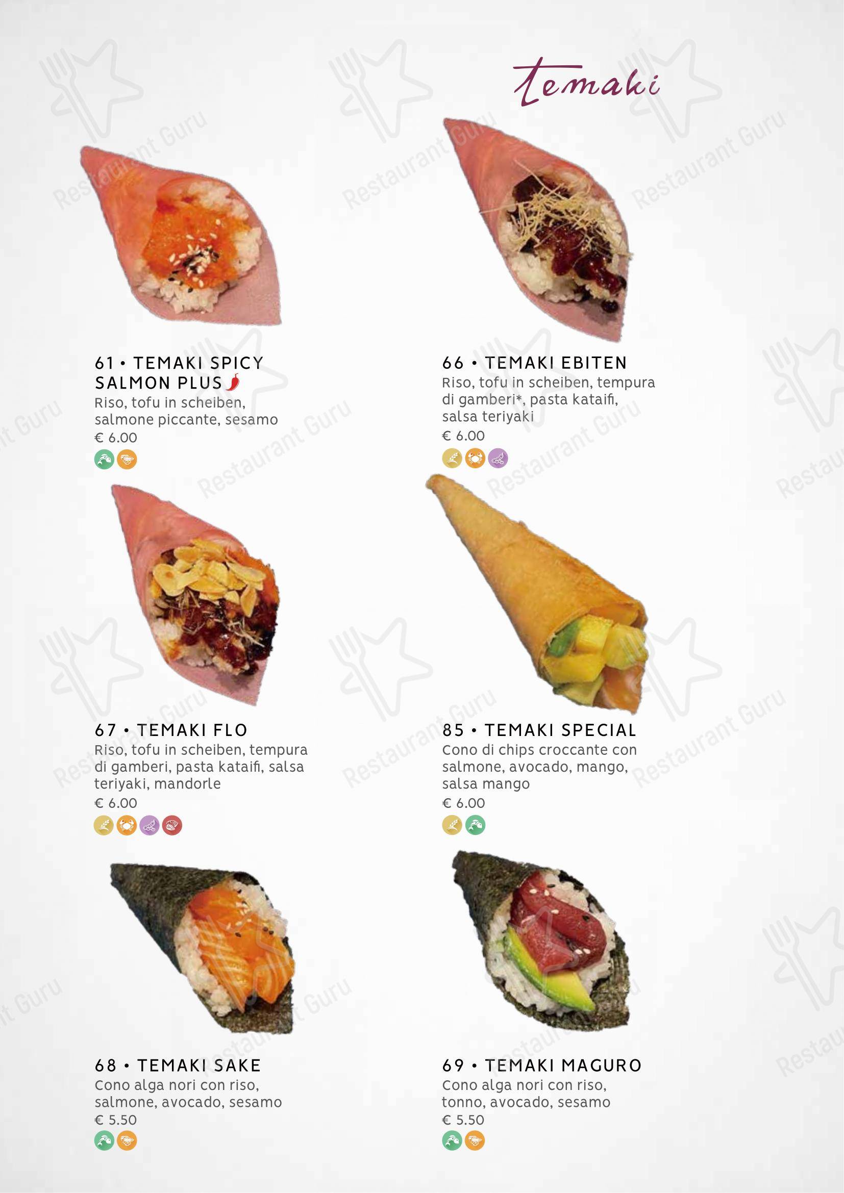 Menu di Zuru sushi - Menu bar