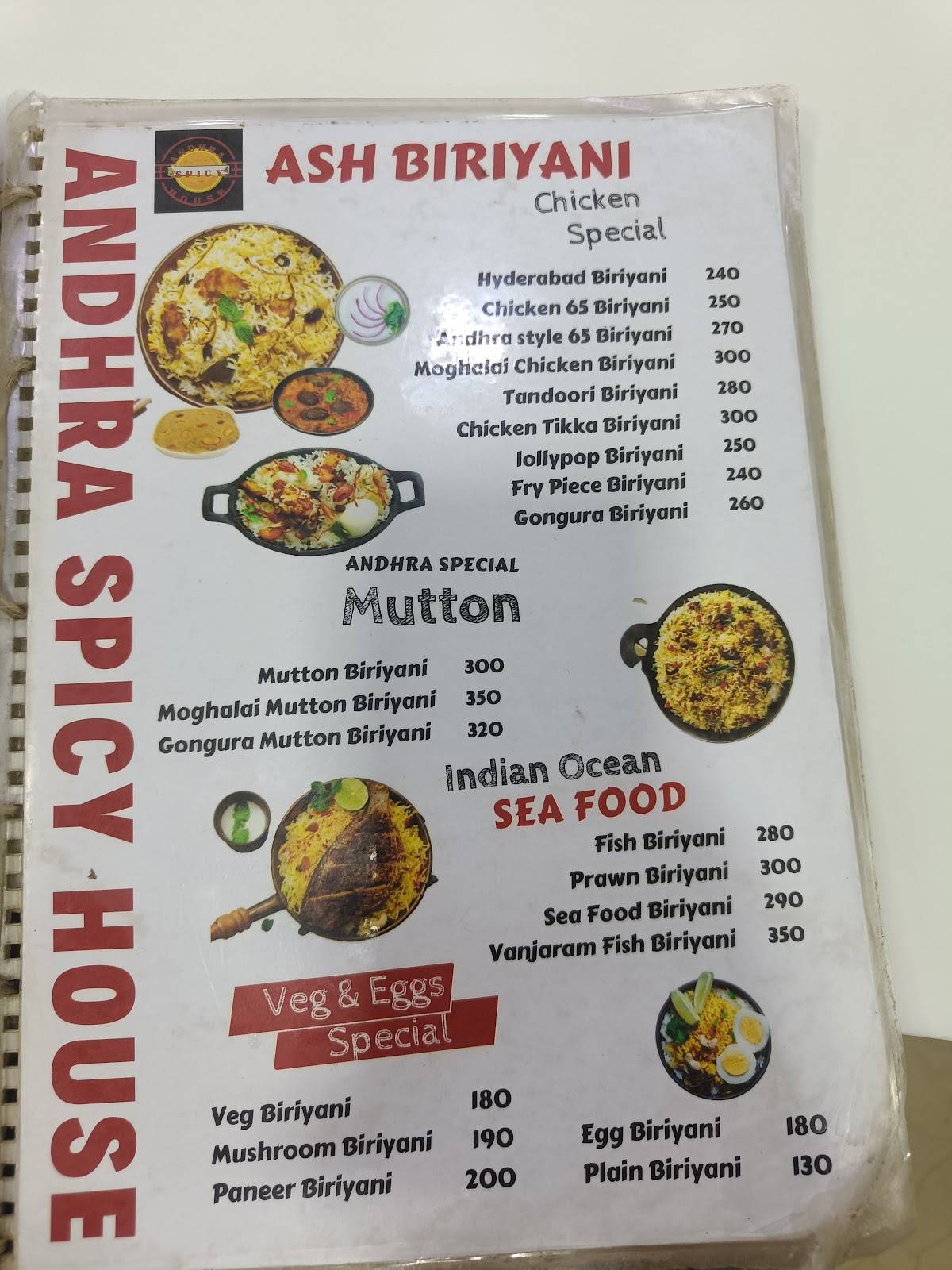 Andhra spicy house menu