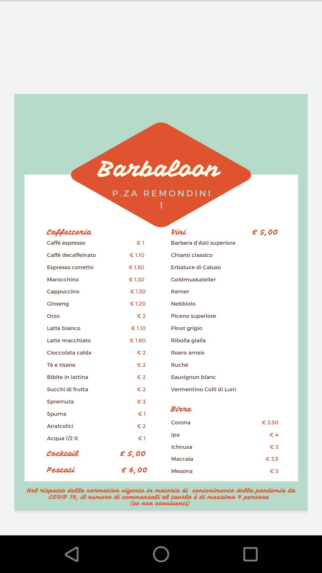 Menu di barbaloon 