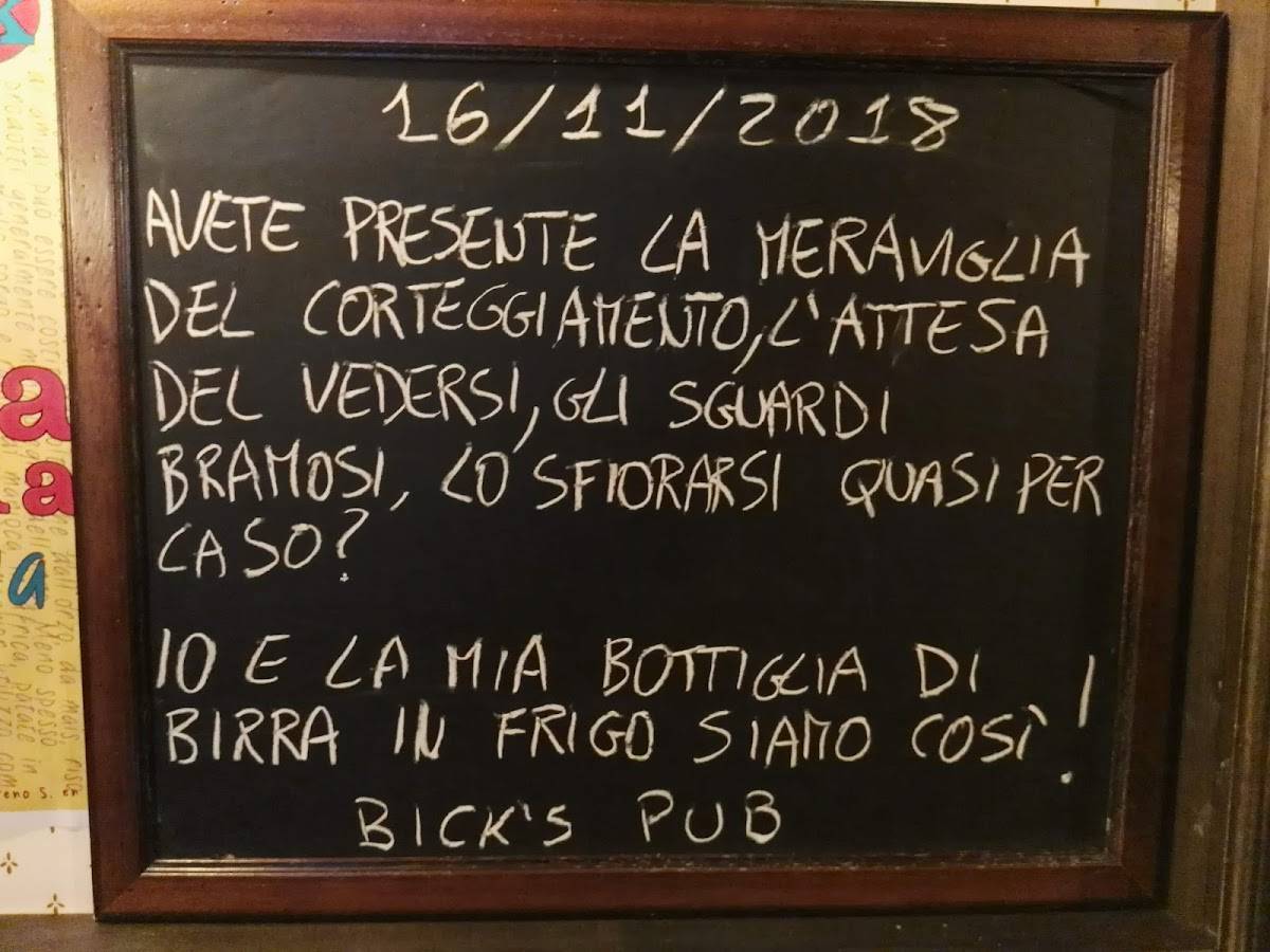 Menu di Bick's pub 