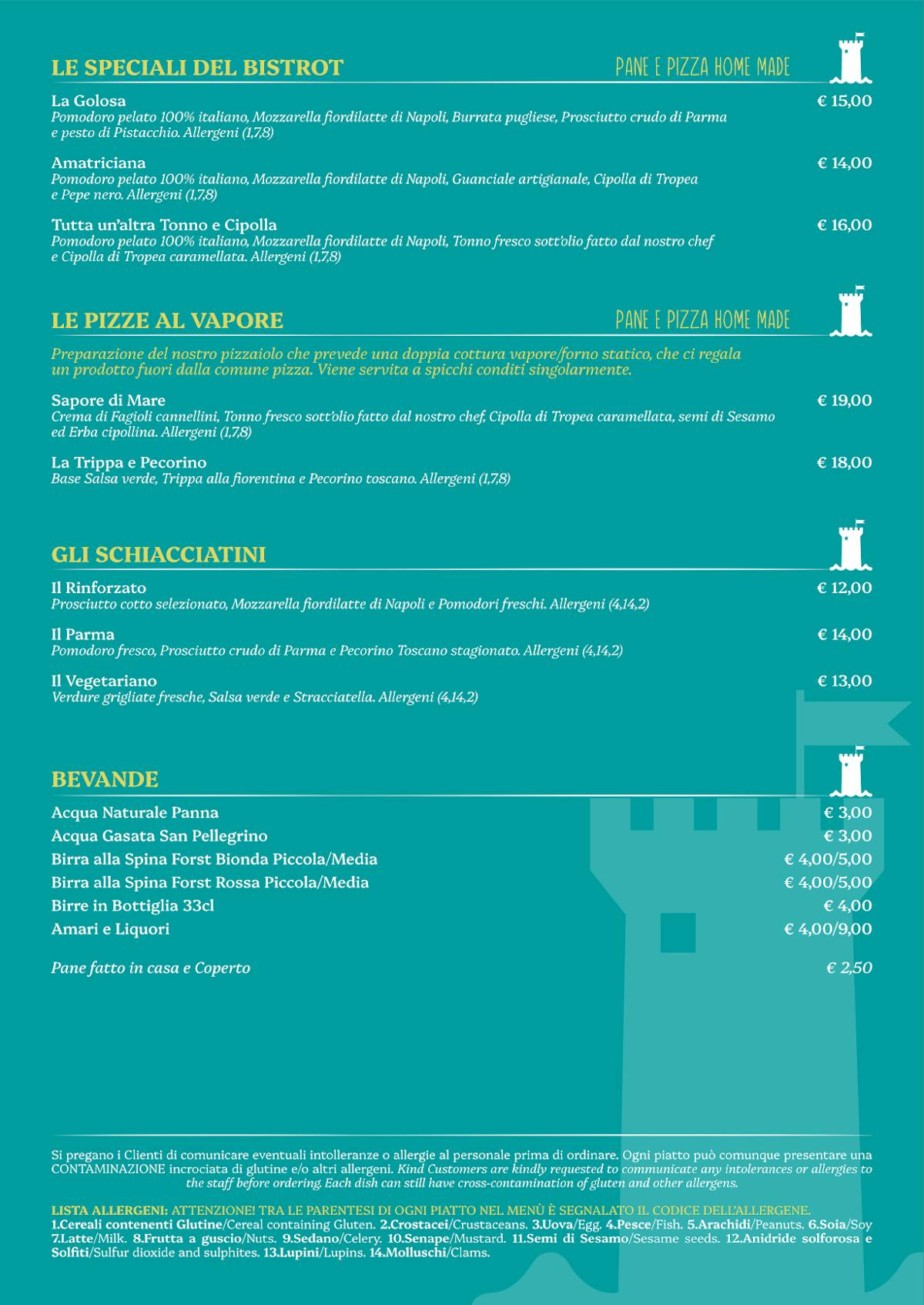 Menu di il Bistrot di Castiglioncello 