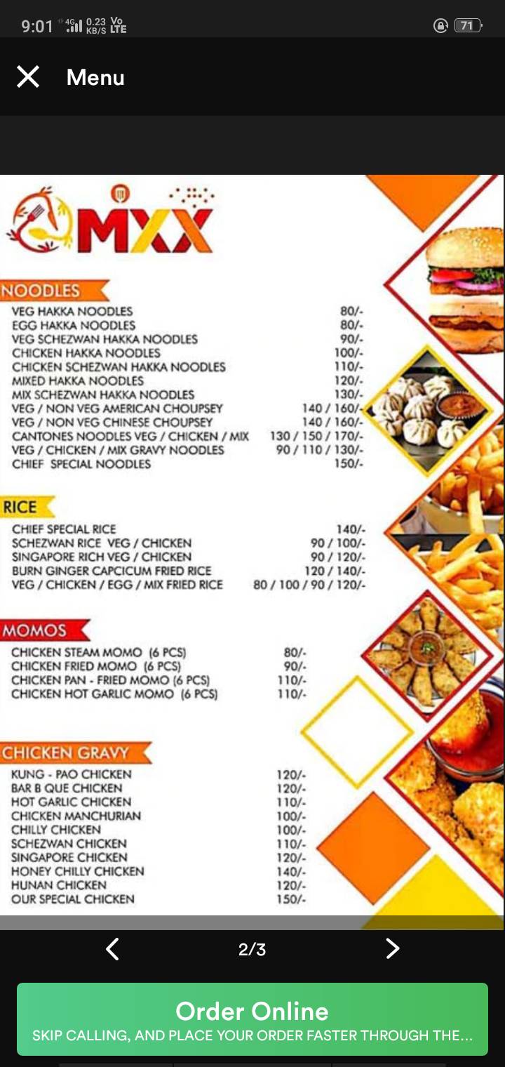 mixx restaurant Kolkata menu