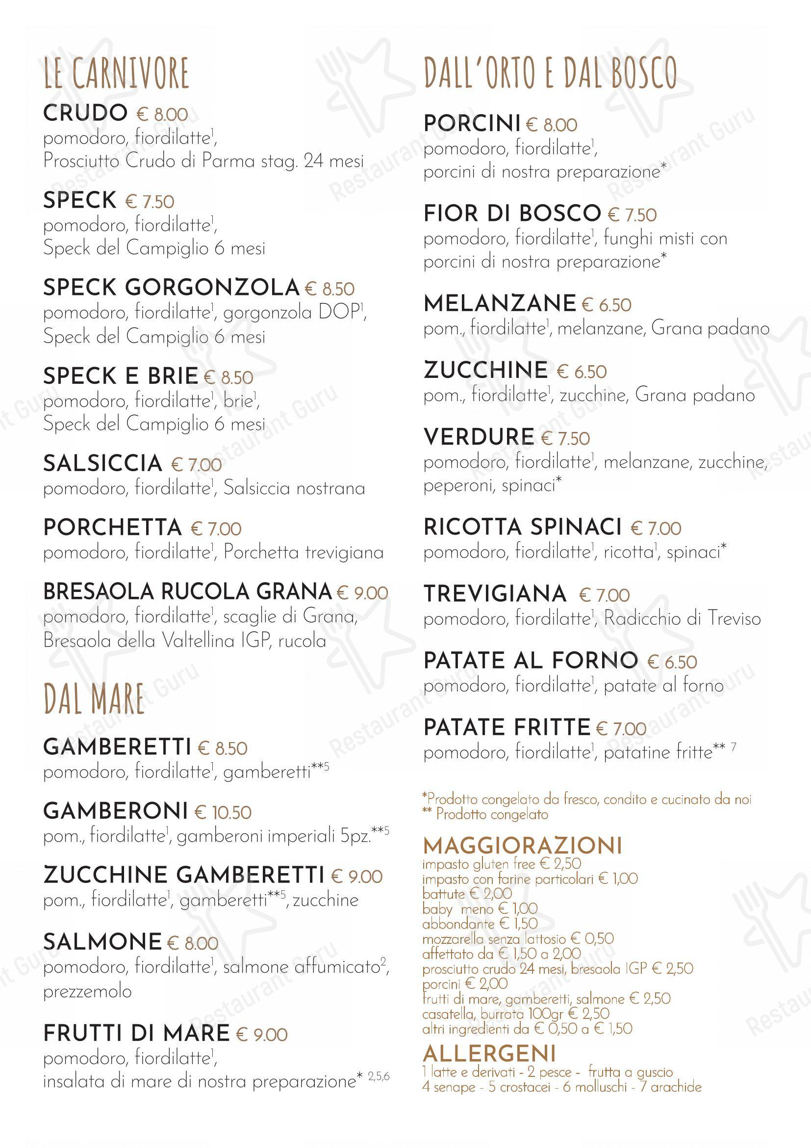 Menu per ALVEOLA' Asolo pizzeria in Asolo