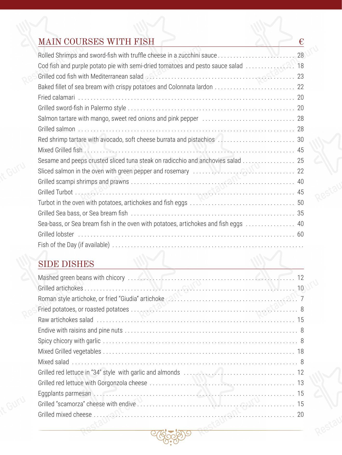 Al 34 in Roma - Menu