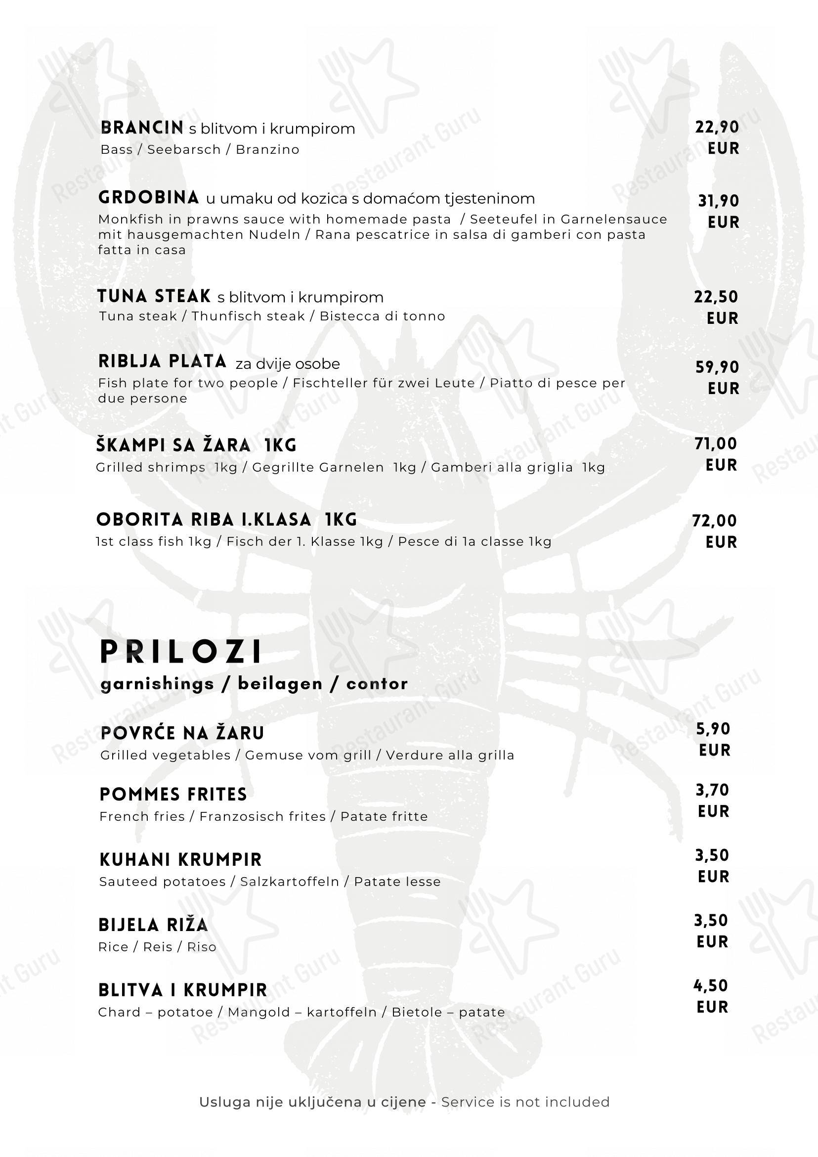 Menu per Argento ristorante