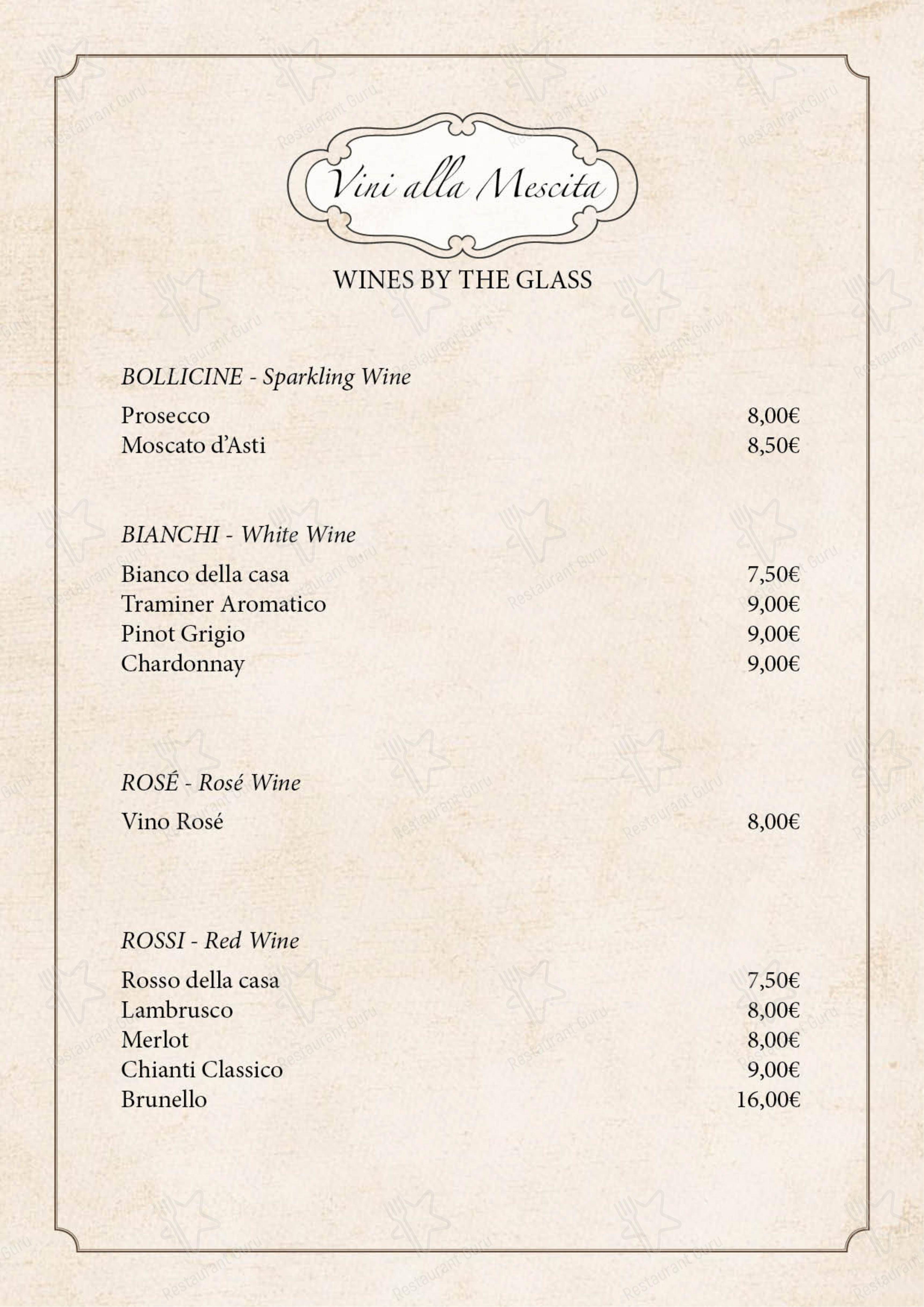 Menu bar per Bernini Ristorante in Roma