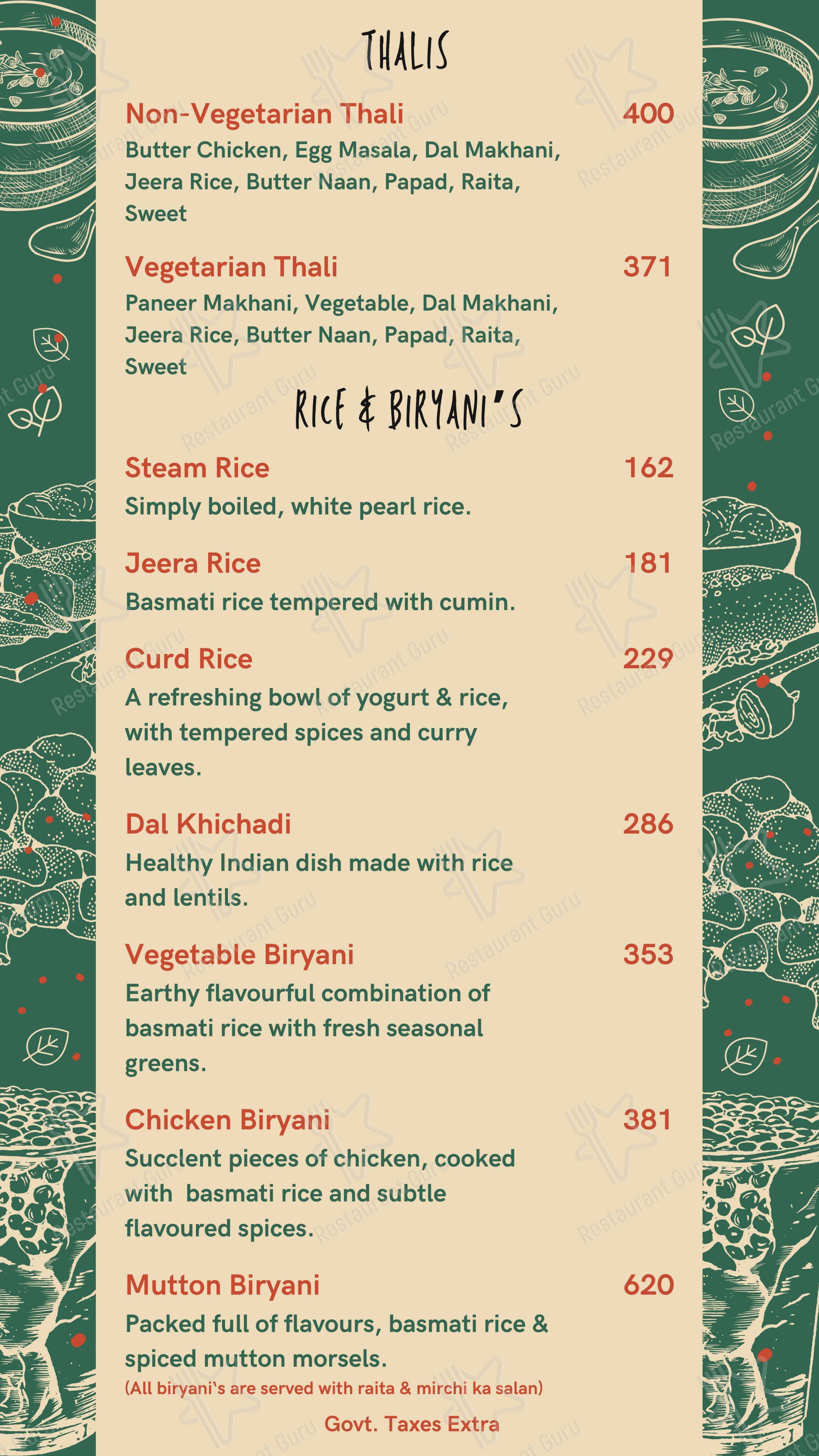 Menu for the Cafe Vagabond restaurant