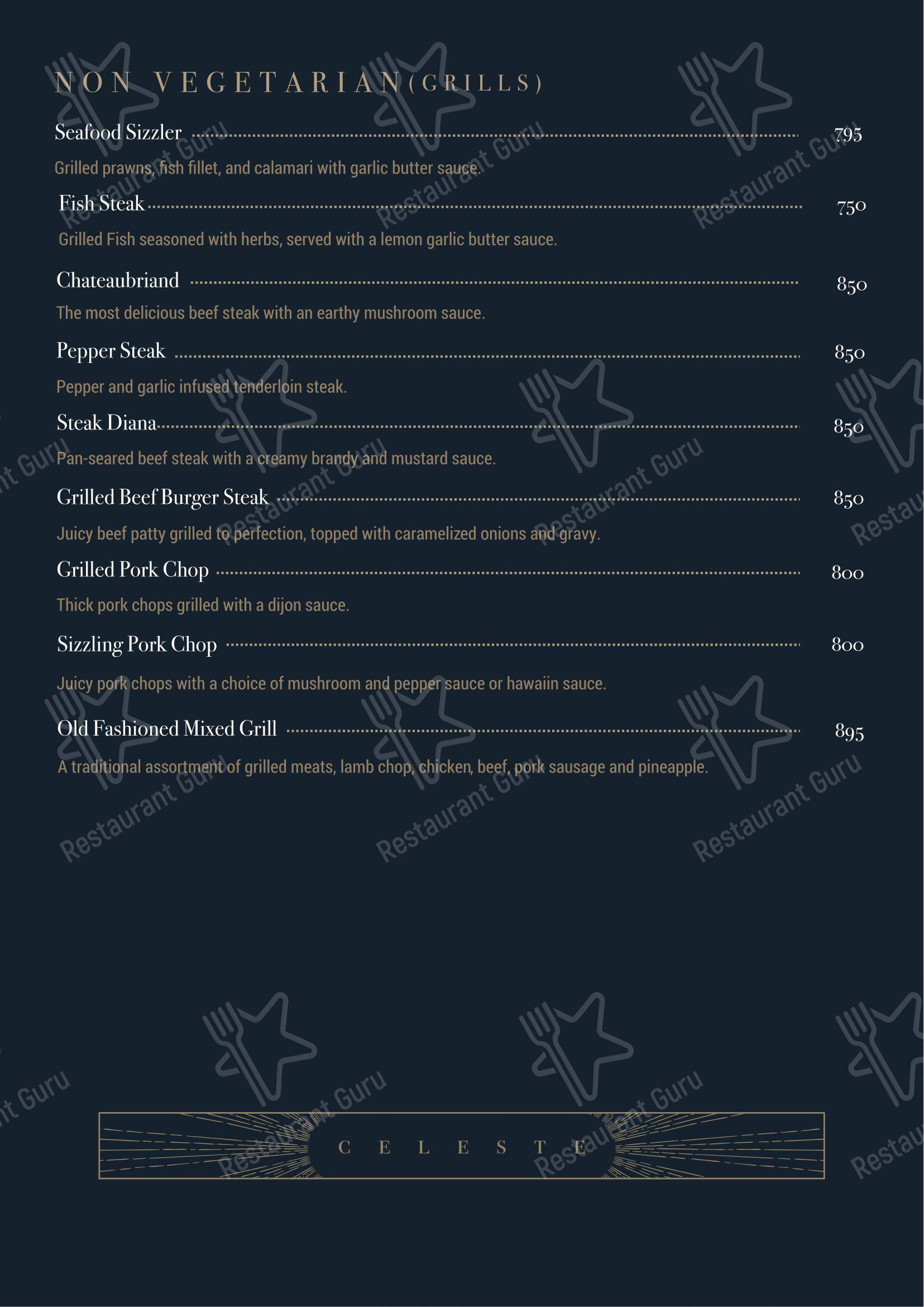 Celeste by Mindescapes - Menu