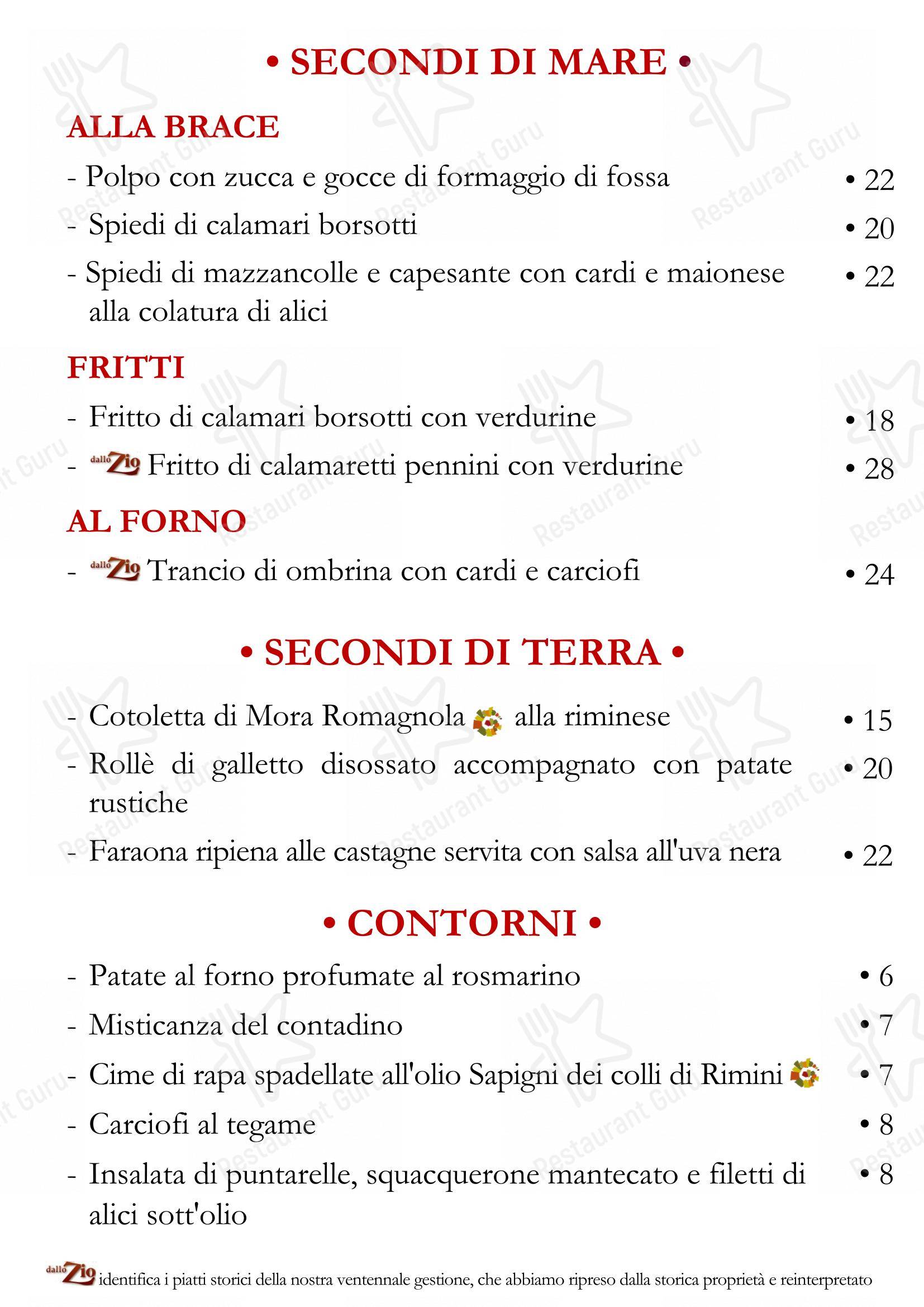 Menu bar per Dallo Zio in Rimini