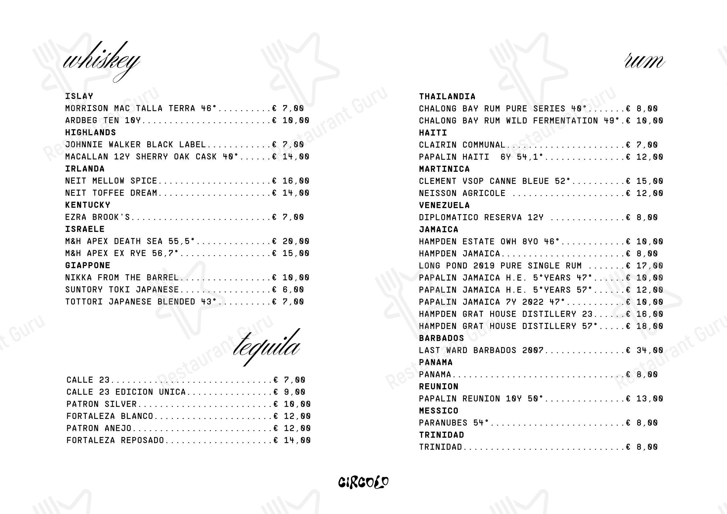 Menu per Casa Exforo ristorante