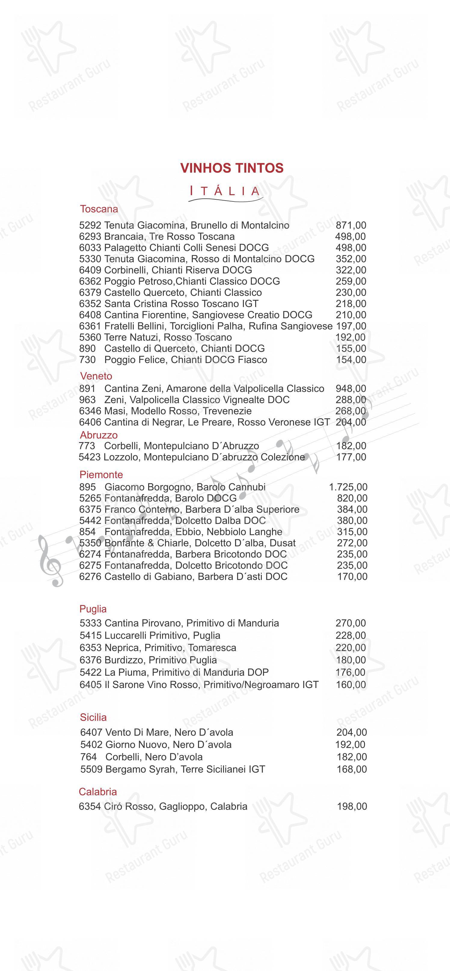 Menu para Famiglia Mancini Trattoria em São Paulo