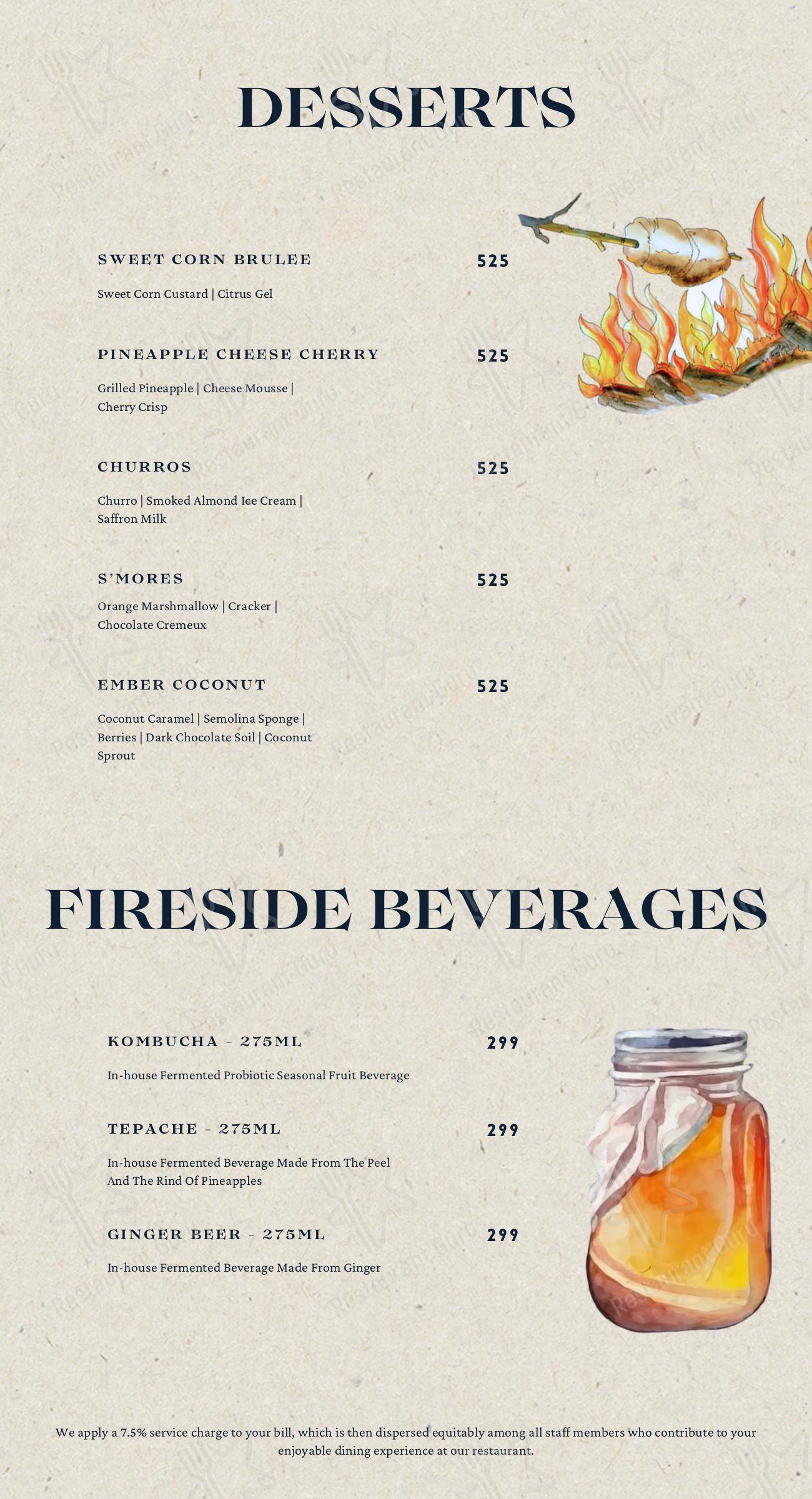 Menu for Fireside: Flame Craft Dining in Bengaluru