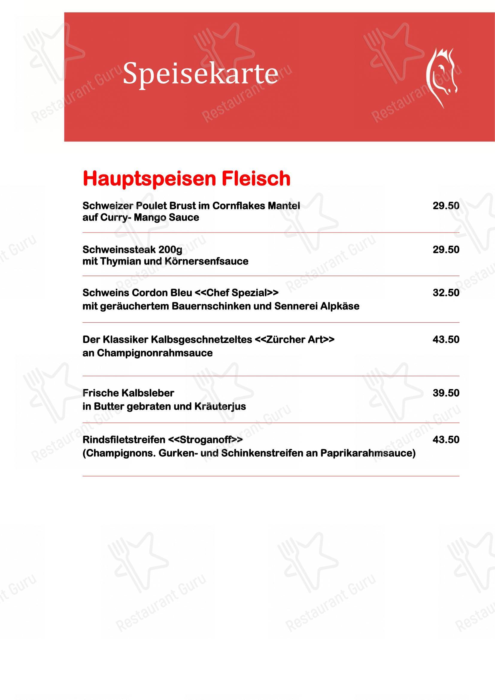 Gasthof Rössli in Grabs - Menu