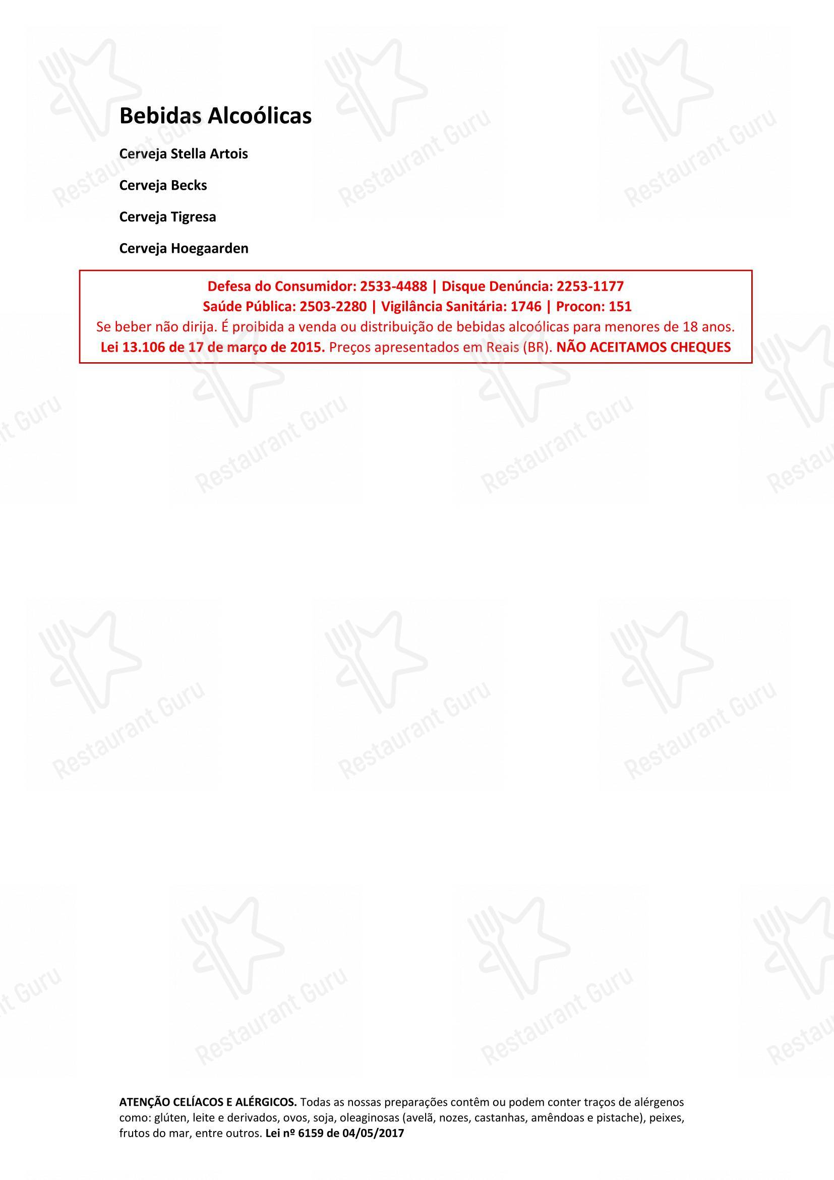 Menu para Giuseppe Mar em Rio de Janeiro