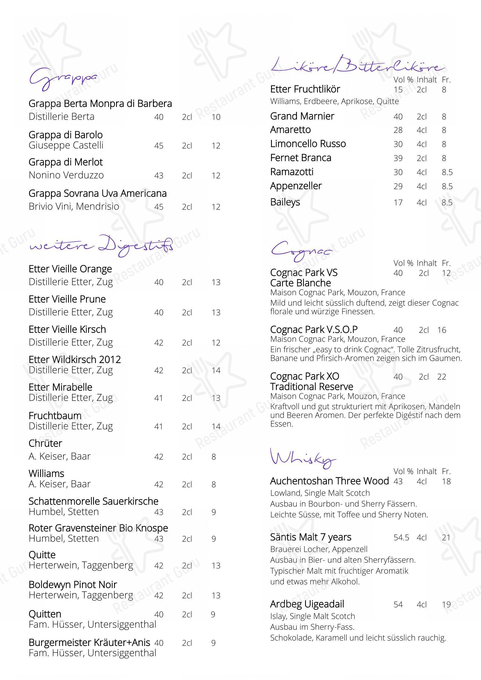 Lunch Menu pour Hertenstein Panorama Restaurant restaurant