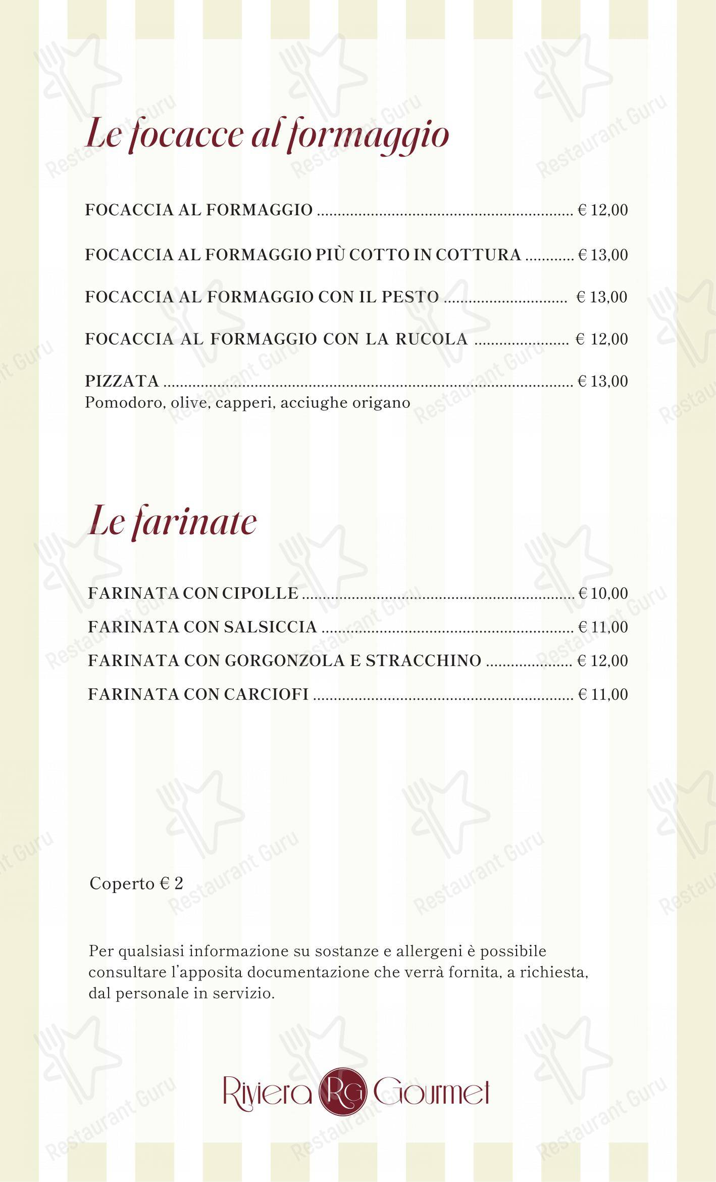 Menu per Splendide Riviera Boutique Art Hotel in Rapallo