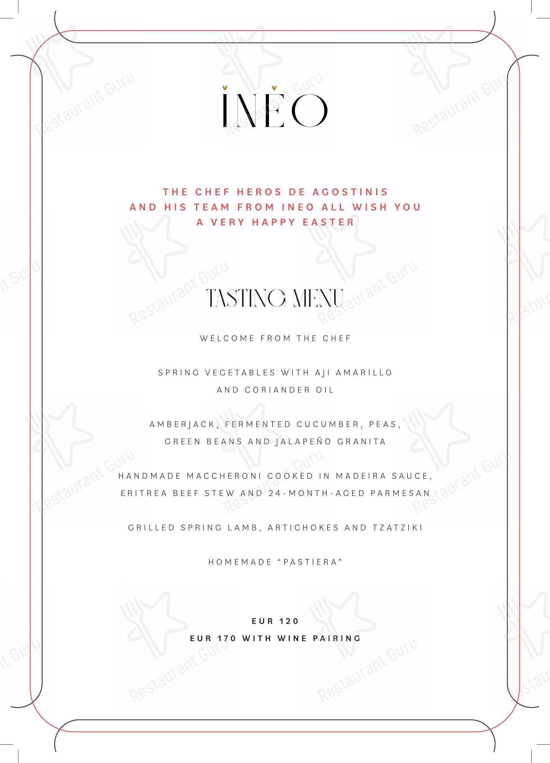 Menu di INEO Restaurant - Menu bar