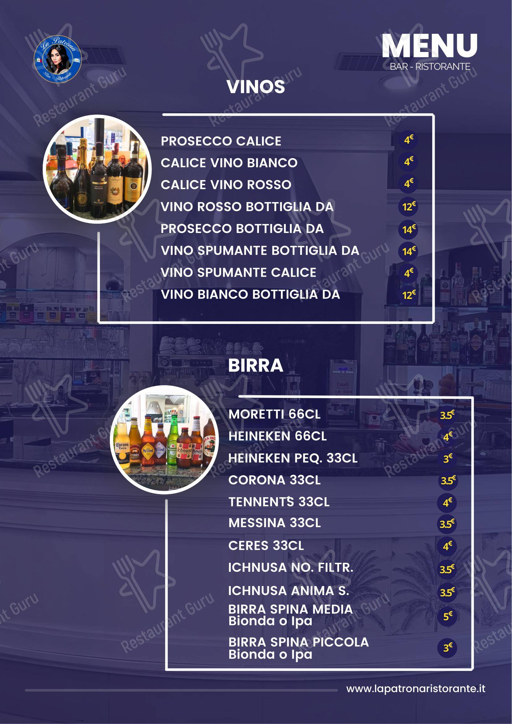LA PATRONA in Milano - Menu