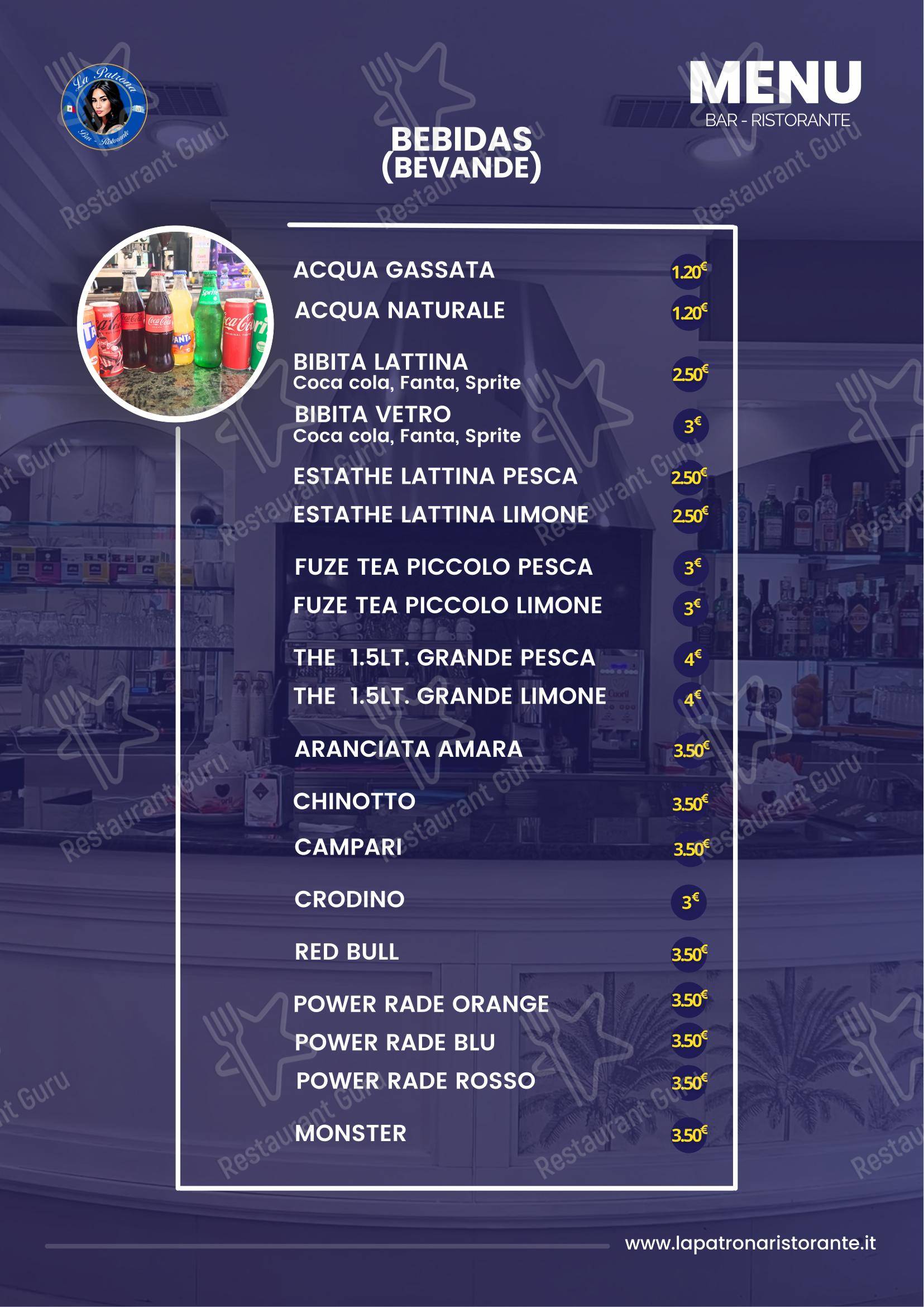 Menu per LA PATRONA in Milano
