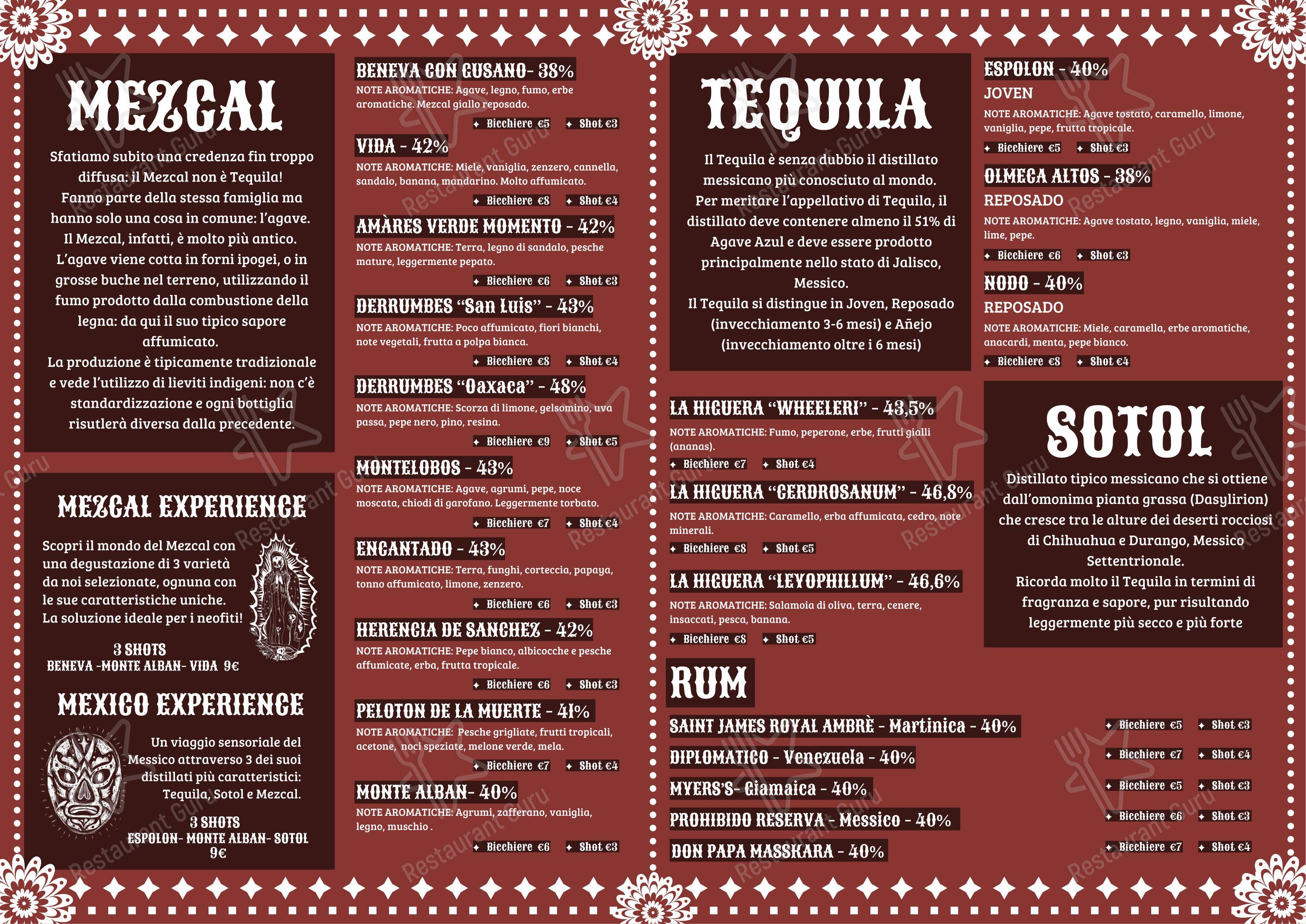 Menu bar per Las Rosas in Torino