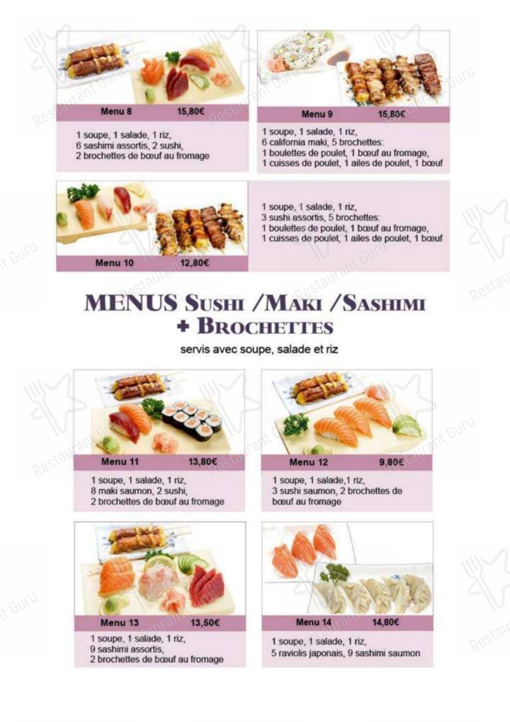 Menu pour Le Tokyo Rochefort - Menu