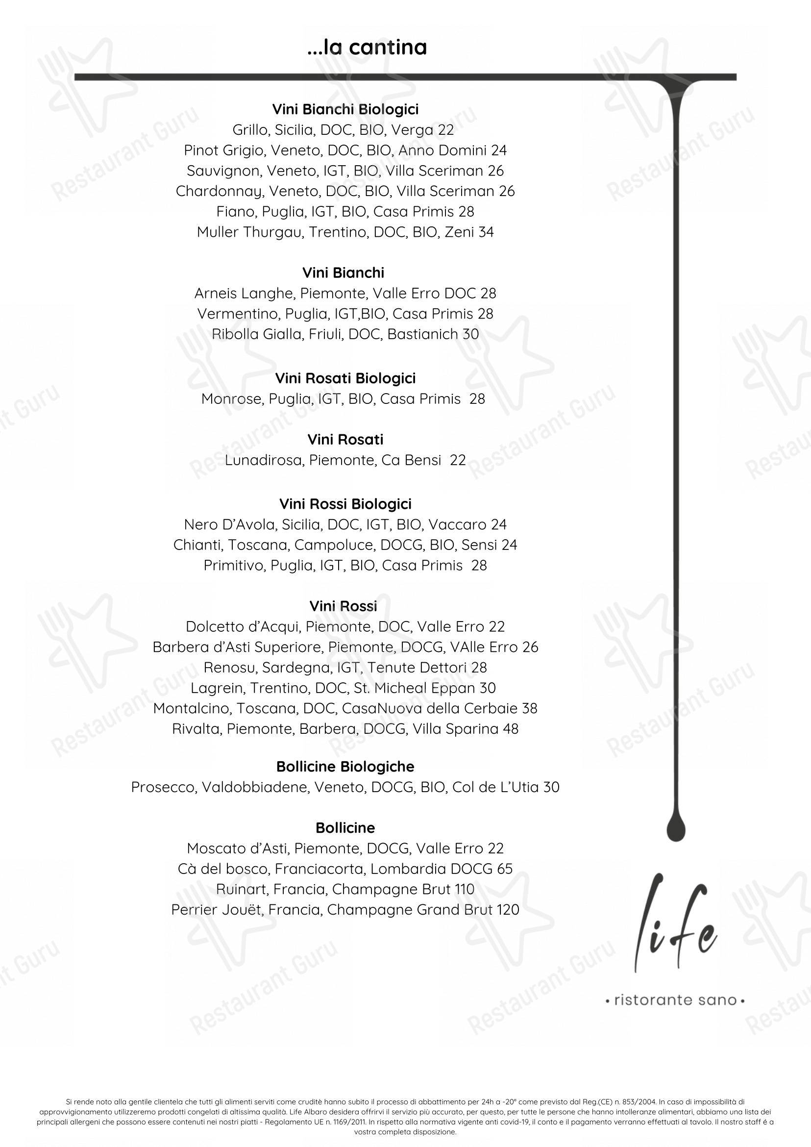 Life Ristorante Sano in Genova - Menu