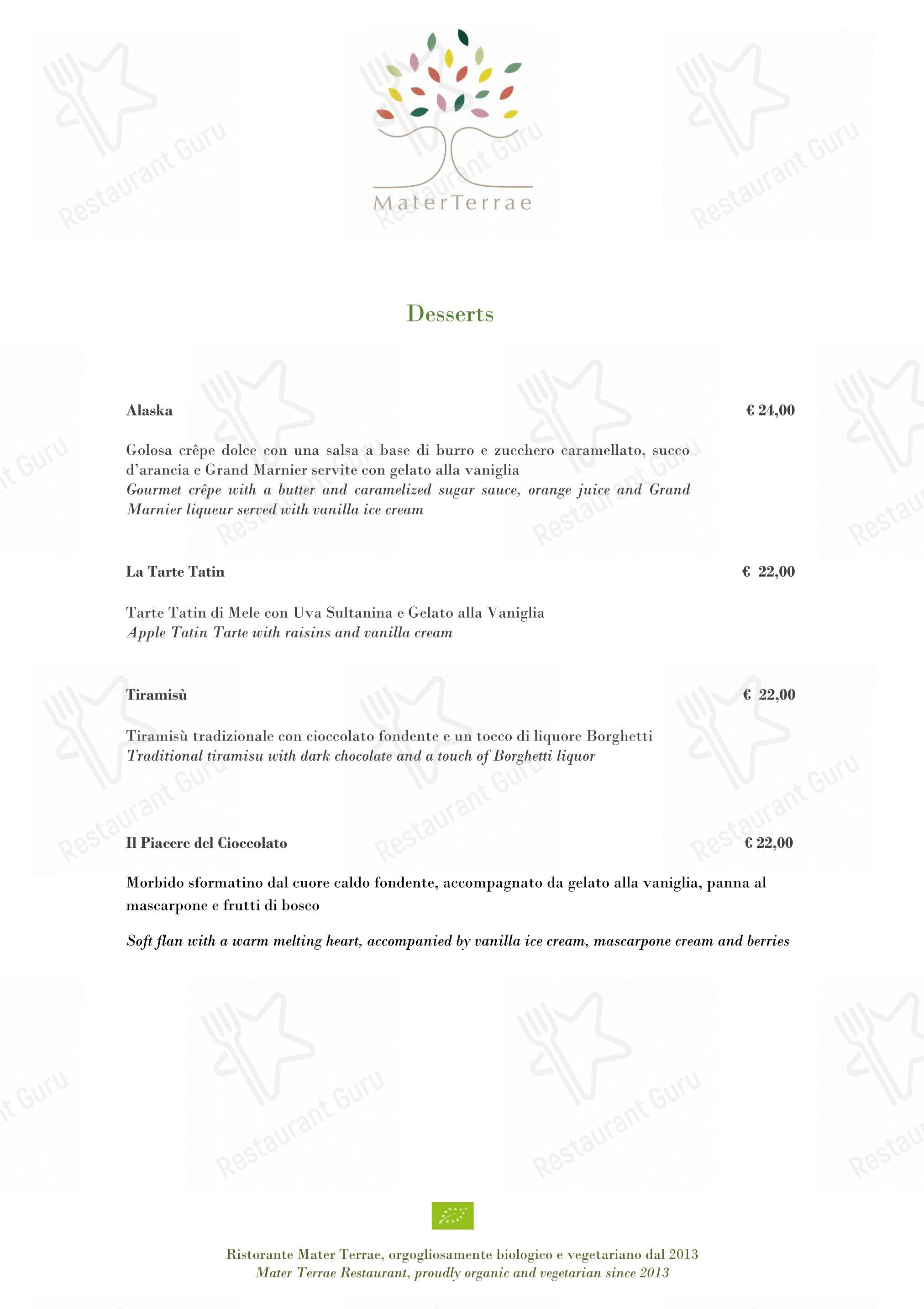 Mater Terrae in Roma - Wine Menu