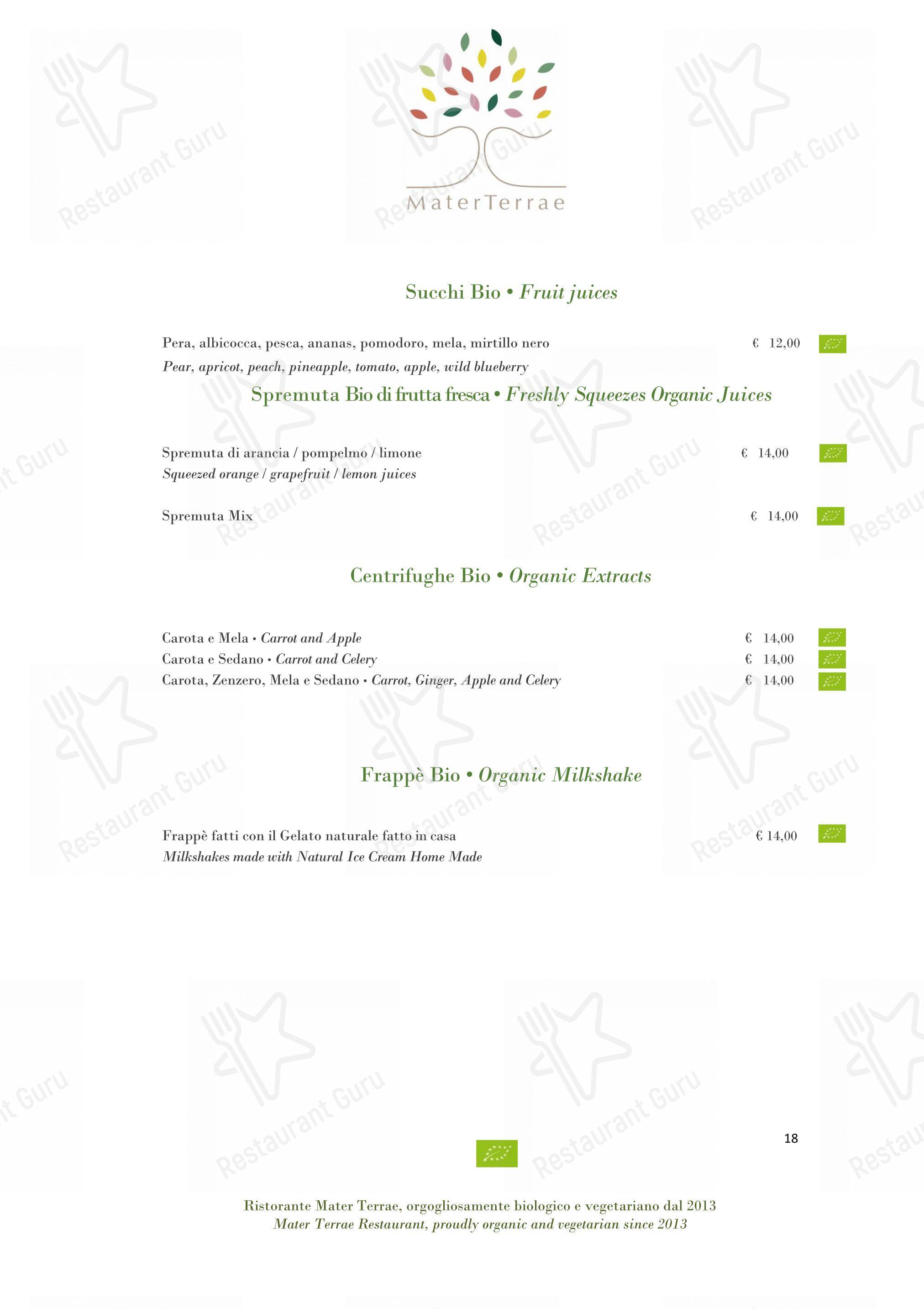 Menu di Mater Terrae - Takeaway Menu