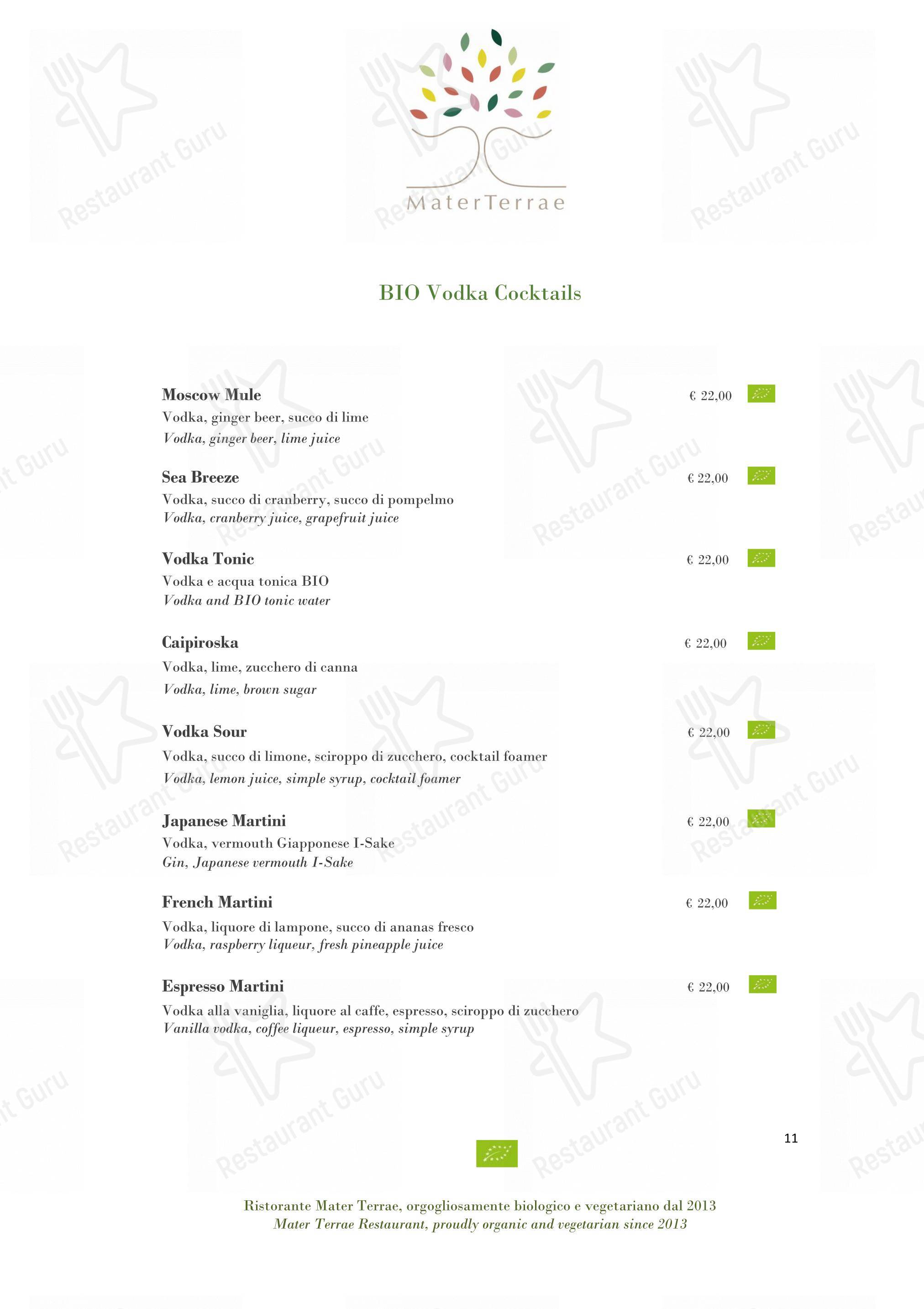 Menu di Mater Terrae - Dinner Menu
