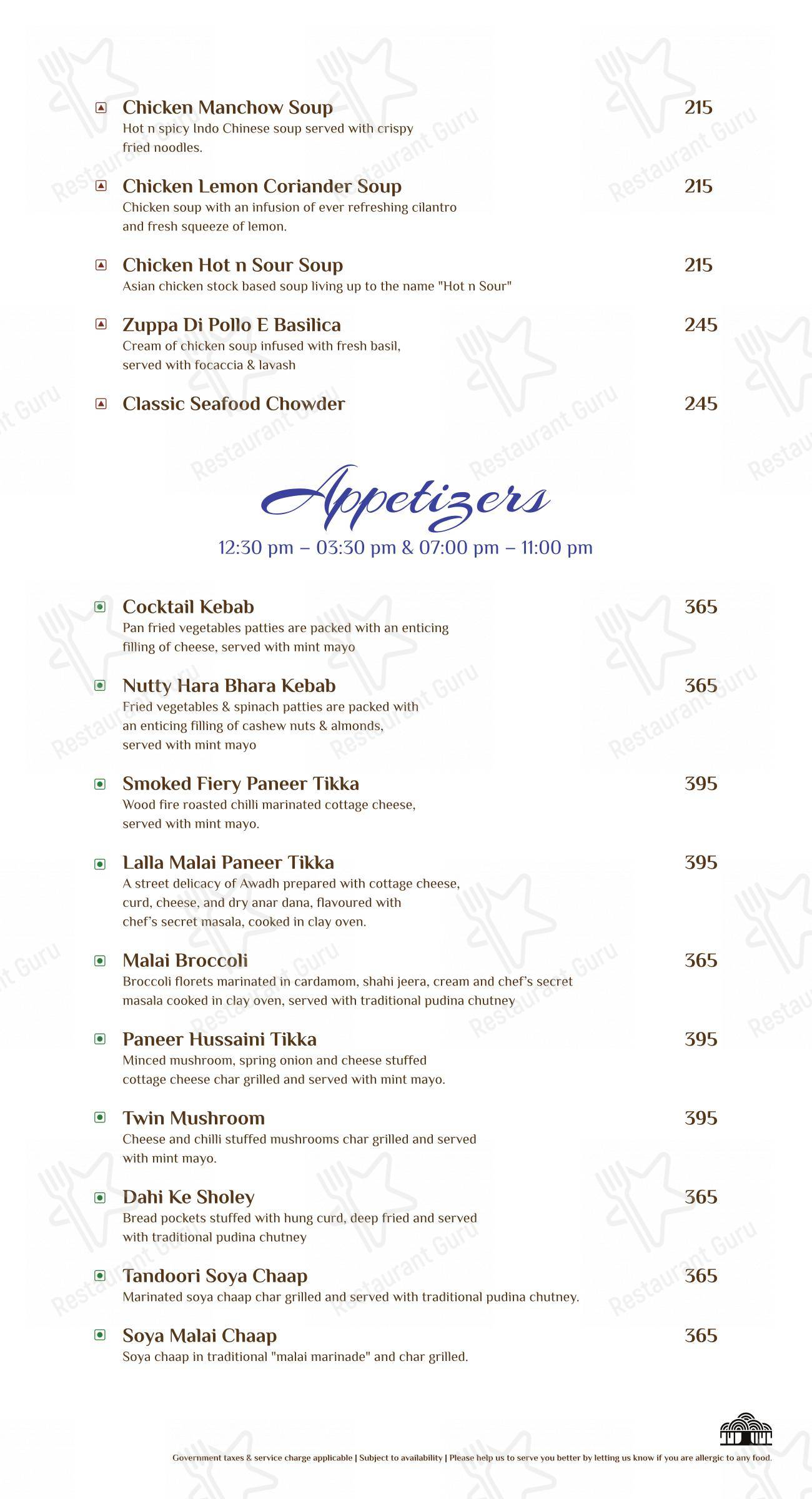 Menu bar for Moon Tree Cafe in Kolhapur