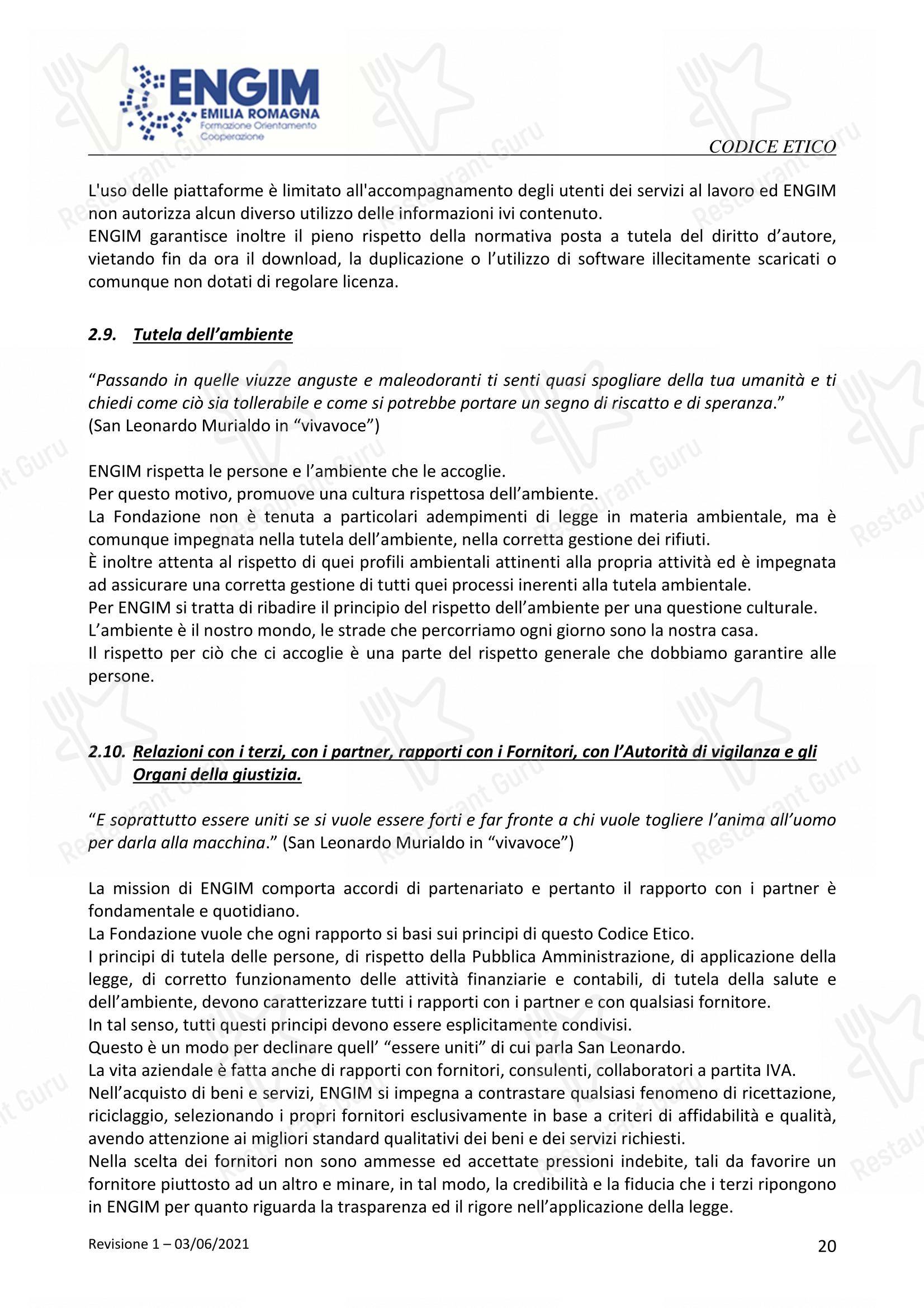 Menu per Officina Ubuntu Orto Botanico in Ravenna