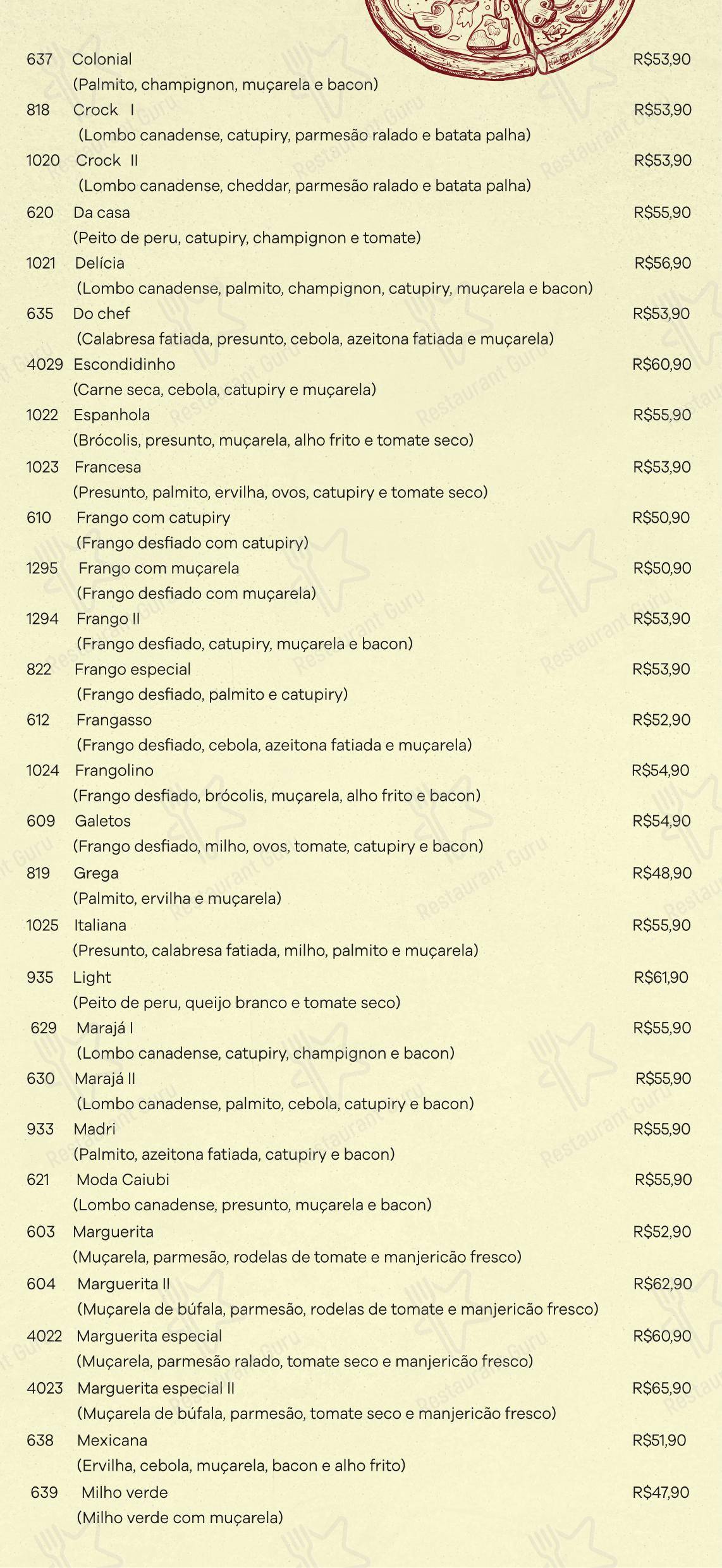 Padaria Bella Caiubi - Menu