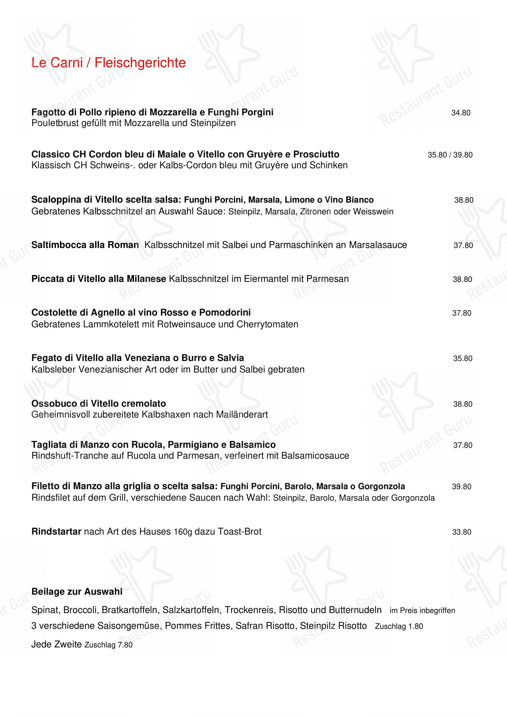 PAPARAZZI Restaurant Pizzeria Bar in Bülach - Menu bar