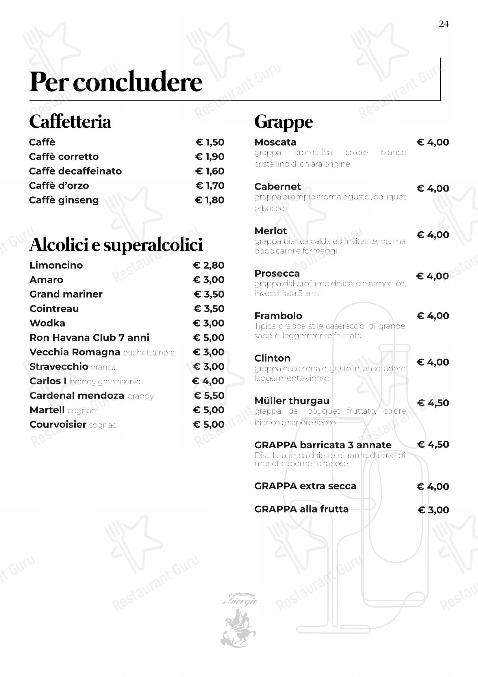 Pizzeria Trattoria da Giorgio in Roverbella - Menu