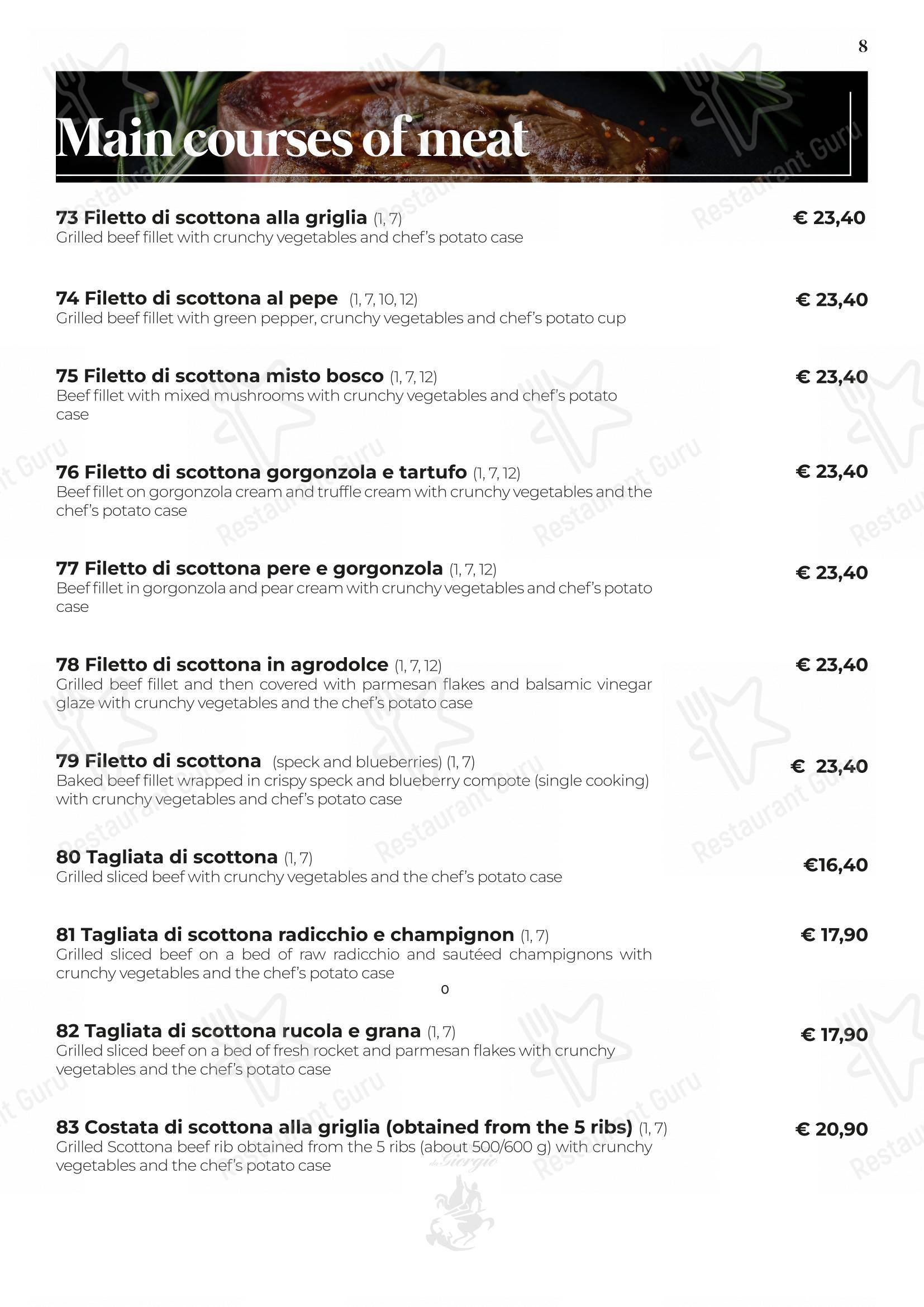 Menu di Pizzeria Trattoria da Giorgio - Menu bar