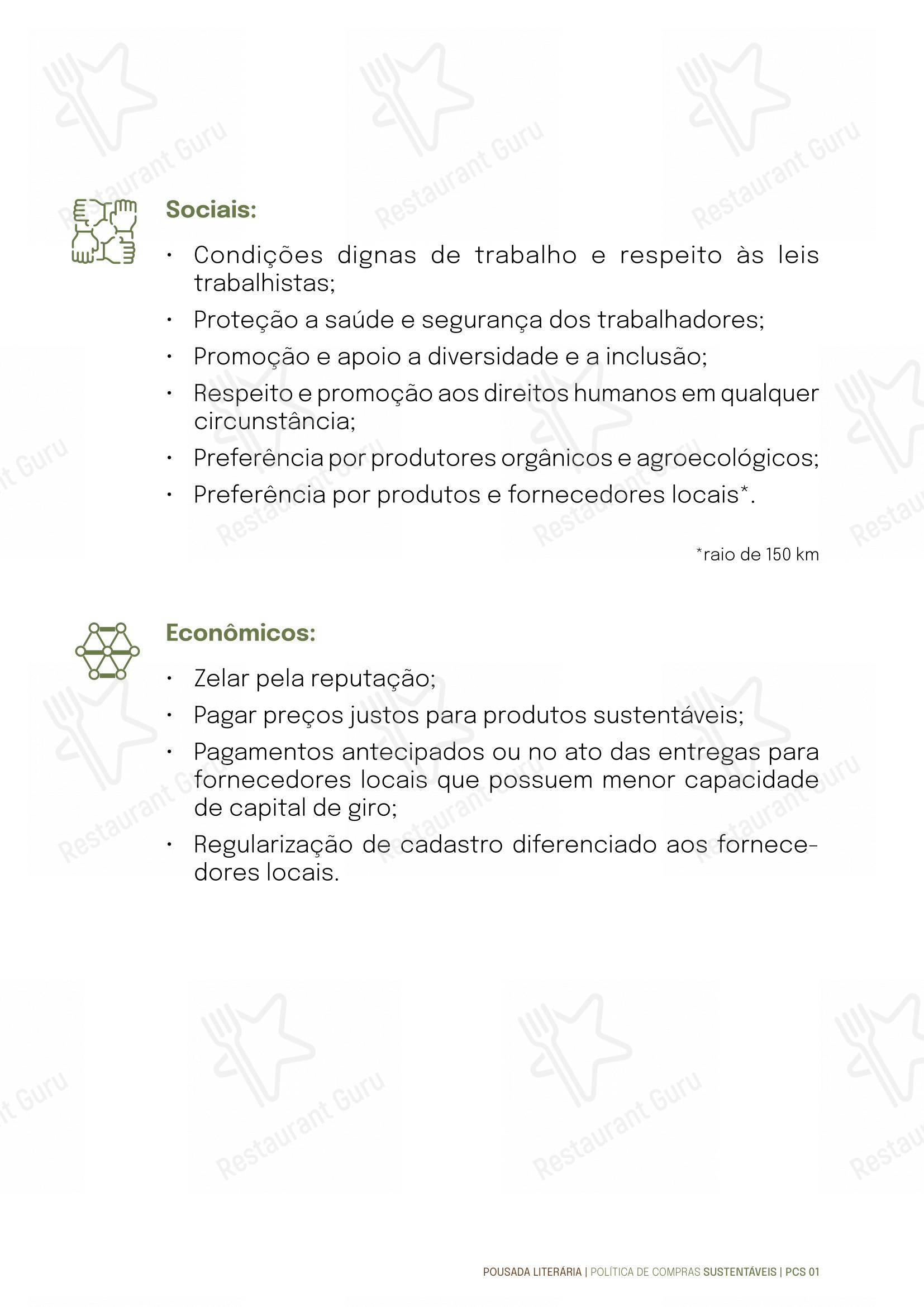 Quintal das Letras - Menu