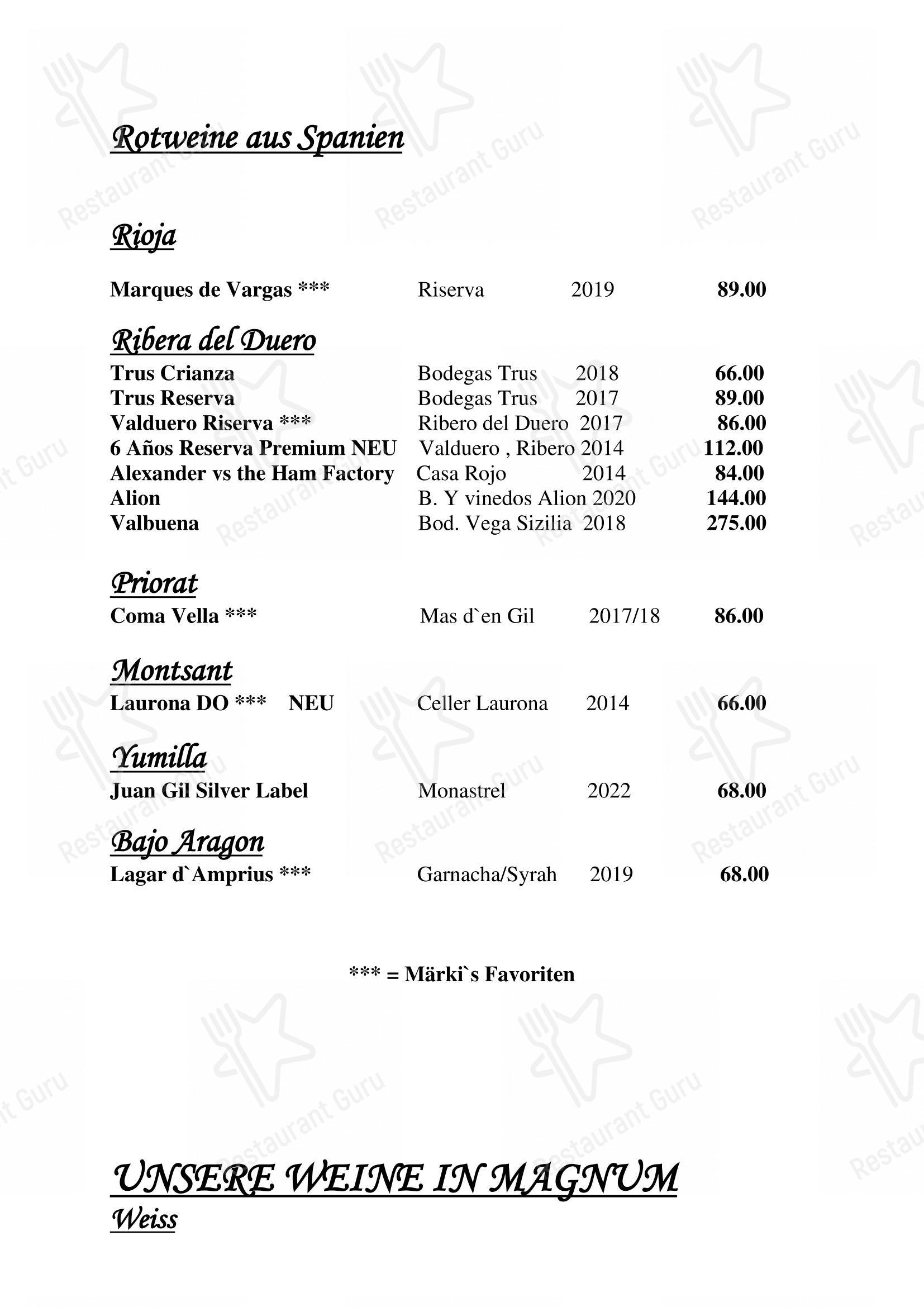Основное меню per Restaurant Avena ristorante