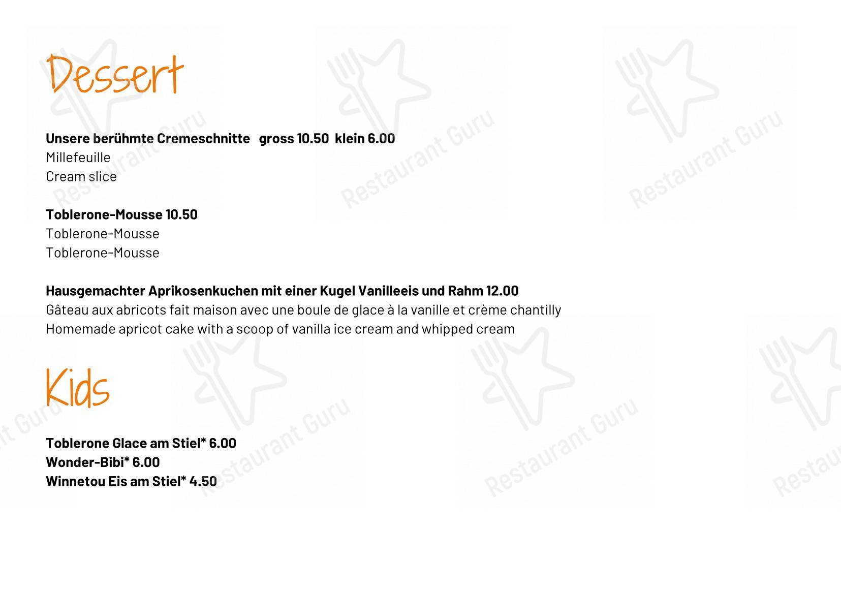 Menu bar per Restaurant Bärgji-Alp ristorante