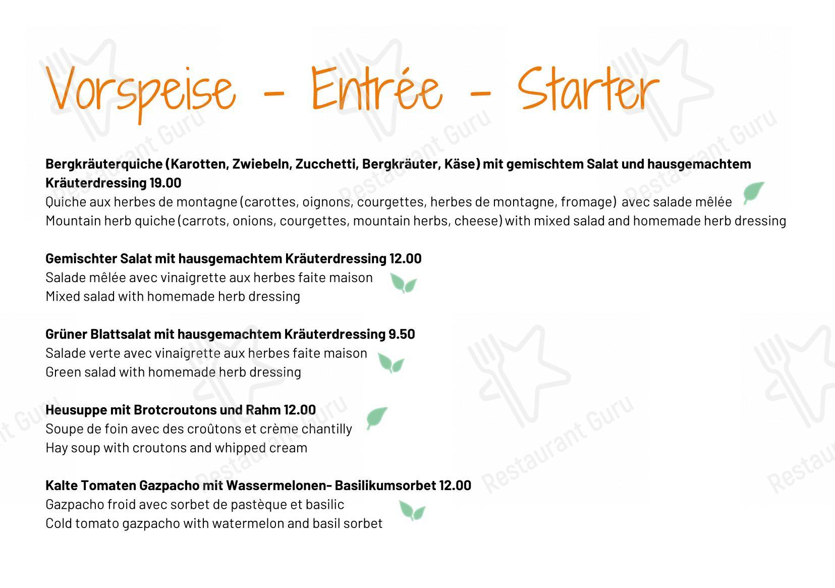 Menu bar per Restaurant Bärgji-Alp ristorante