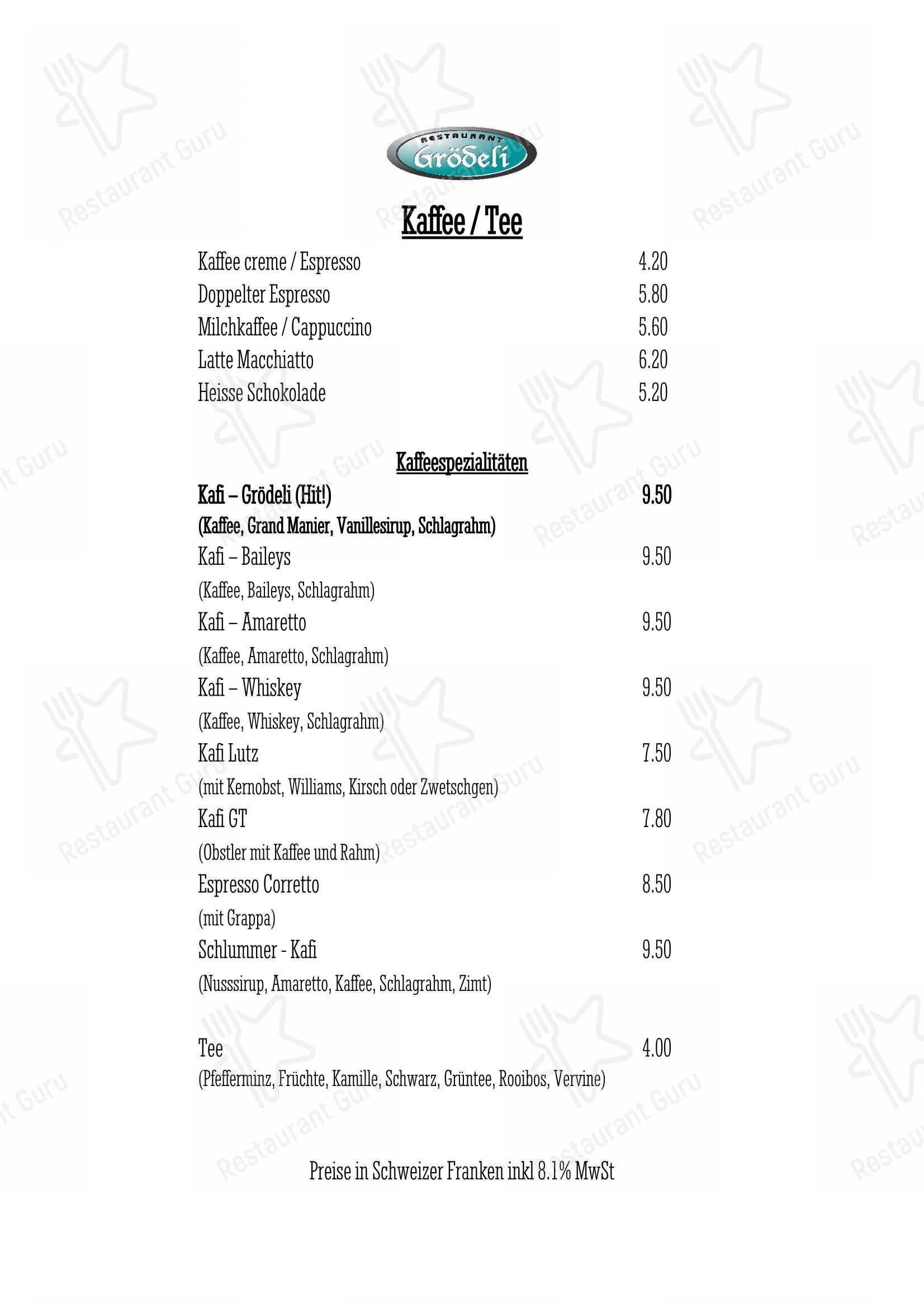 Restaurant Grödeli in Kreuzlingen - Lunch Menu