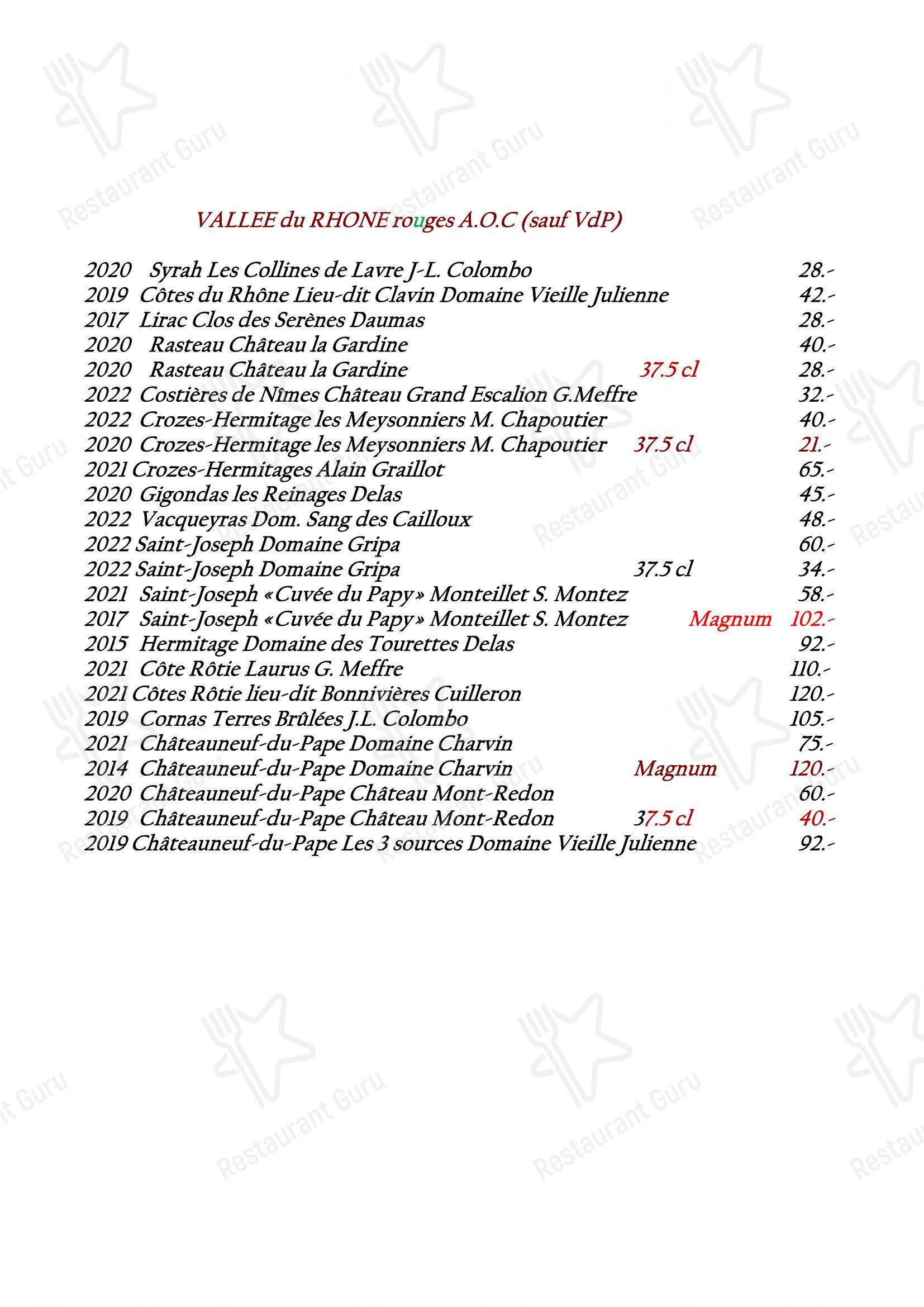 Restaurant Koenig dans Berrwiller - Menu