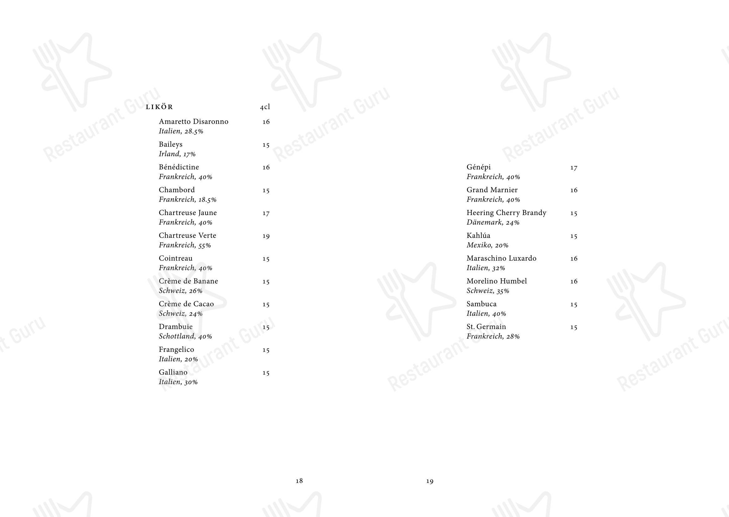 Menu per Restaurant Kronenhalle in Zurigo