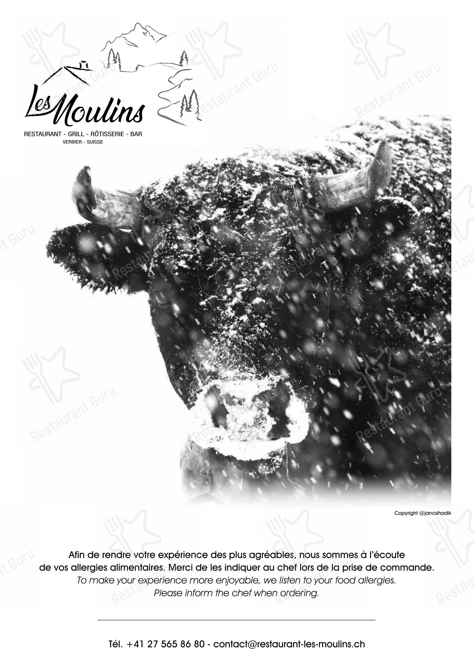 Restaurant Les Moulins in Bagnes - Menu bar