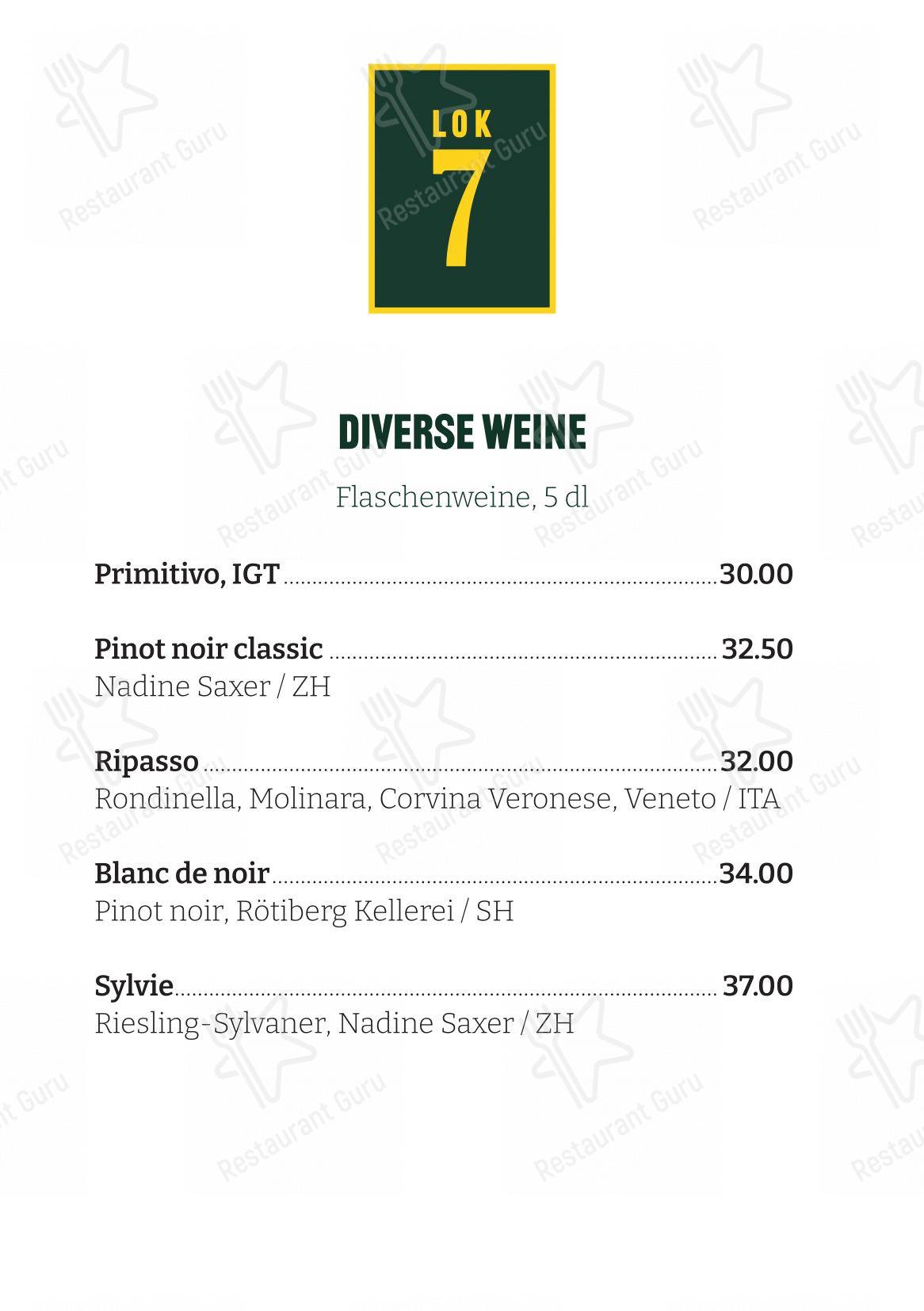 Menu di Restaurant Lok 7 - Menu bar