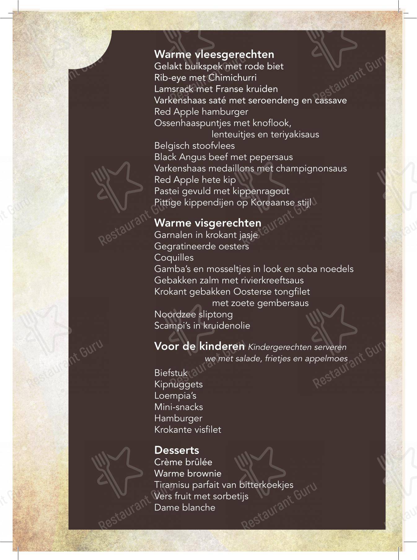 Menu pour Restaurant Red Apple - Menu