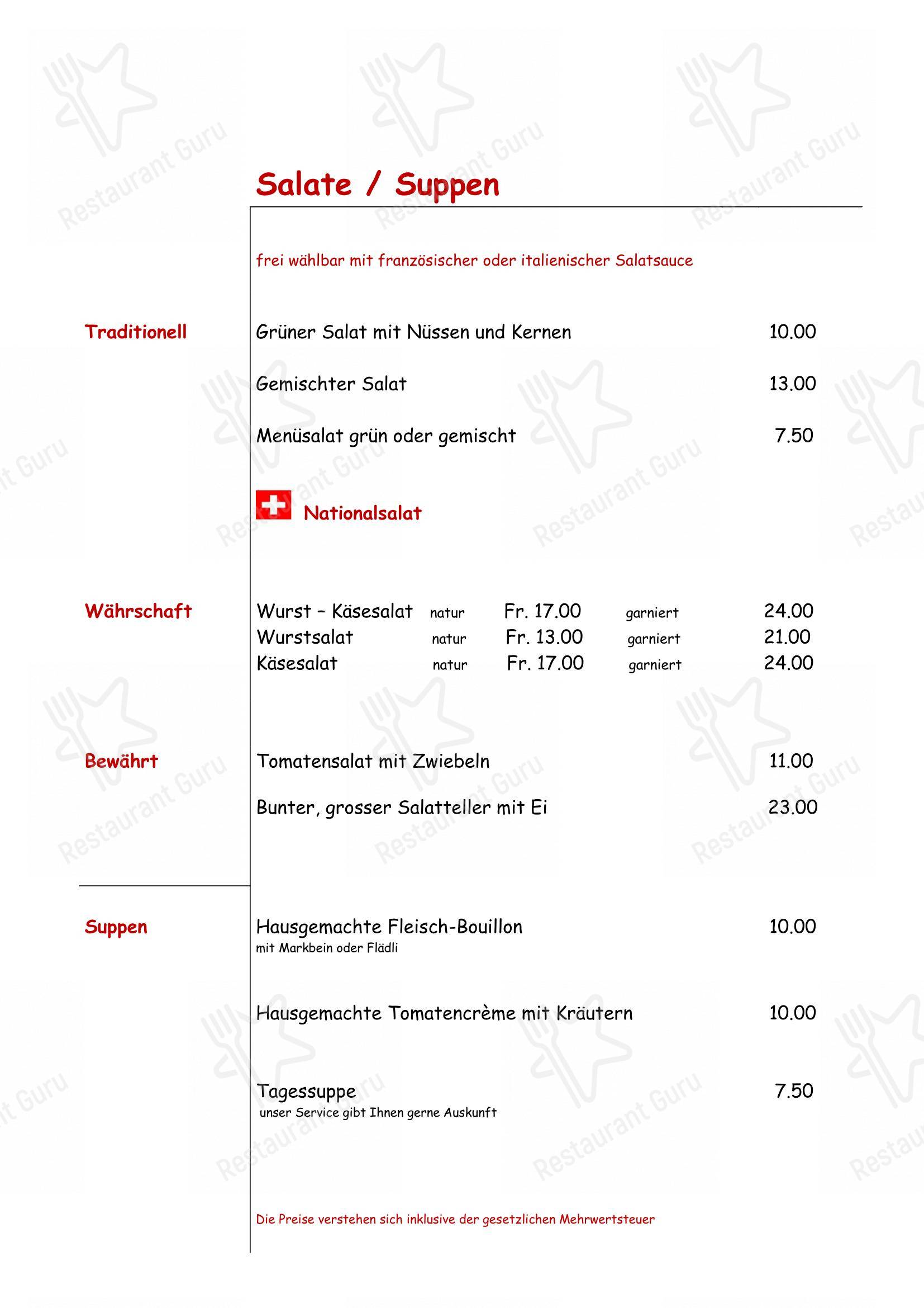 Restaurant Stählibuck in Frauenfeld - Menu bar