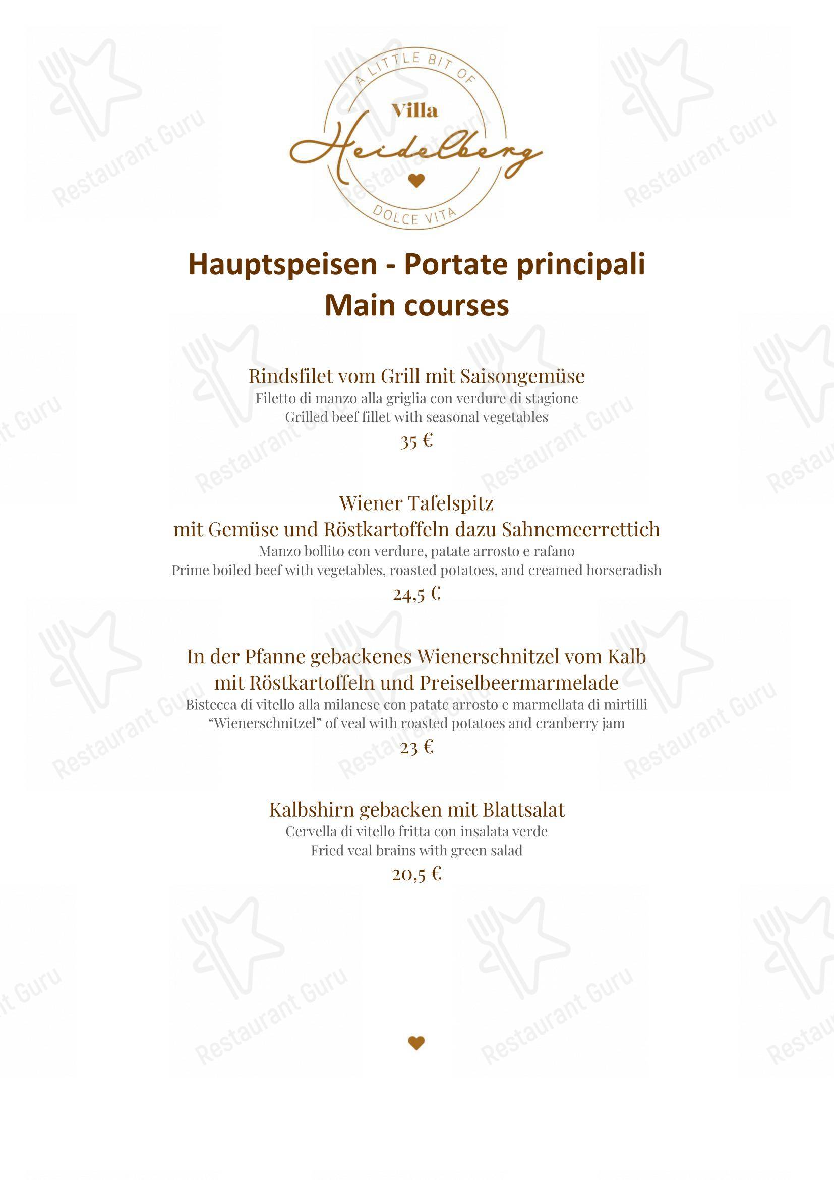 Menu di Ristorante Heidelberg - Menu