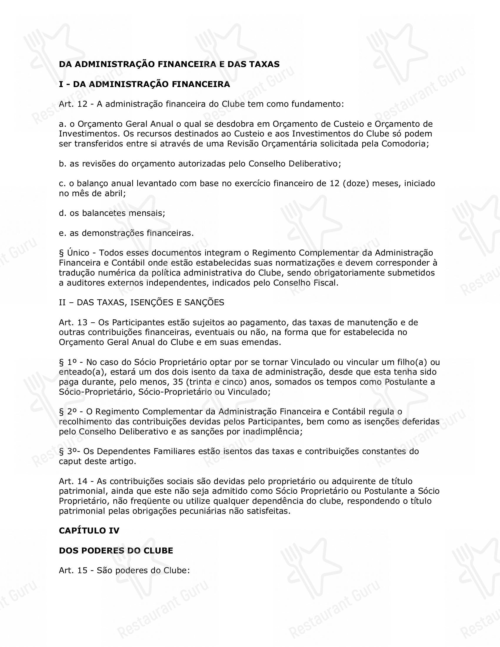 Restaurante Convés em Rio de Janeiro - 菜单