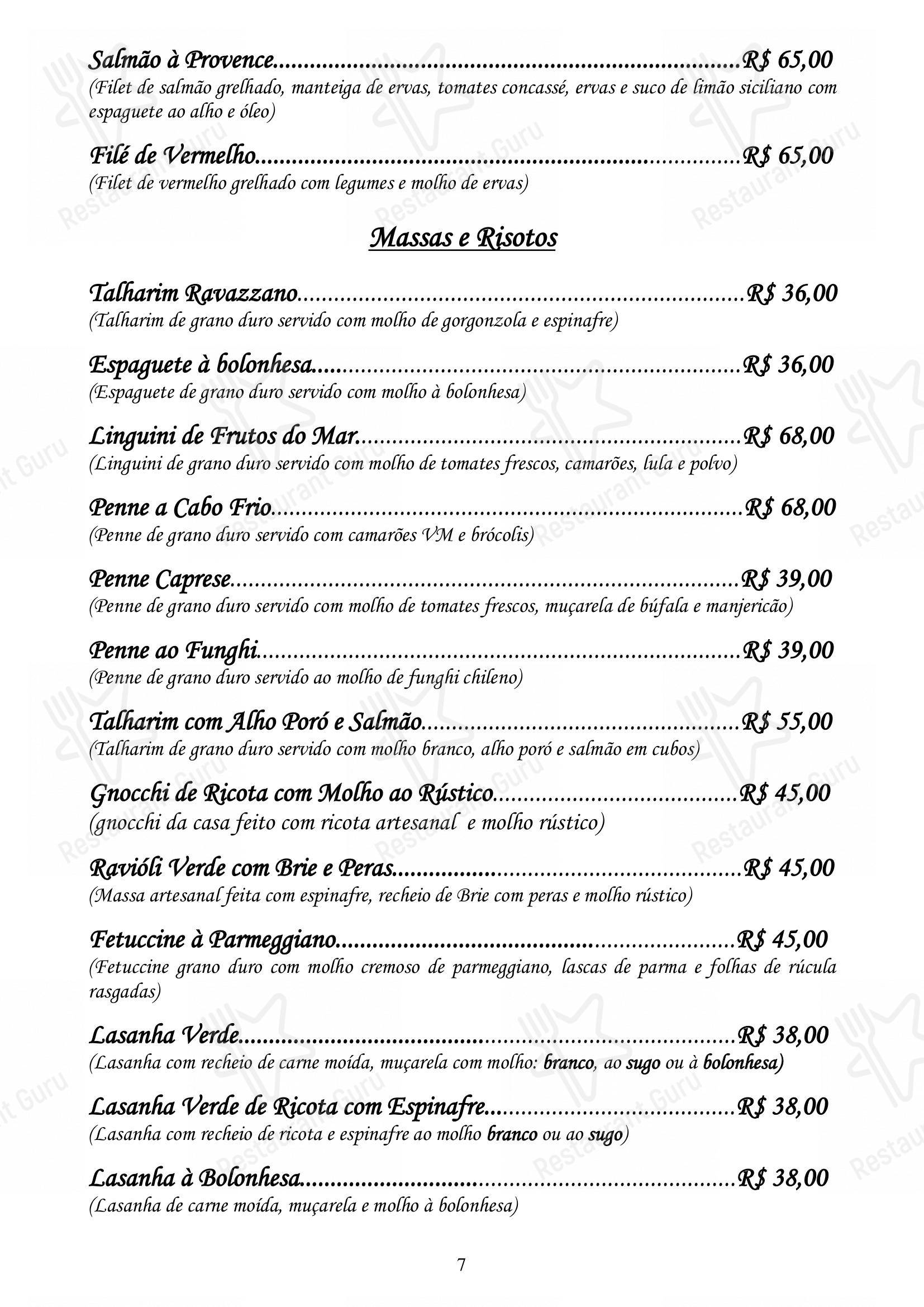 Restaurante Convés - Menu