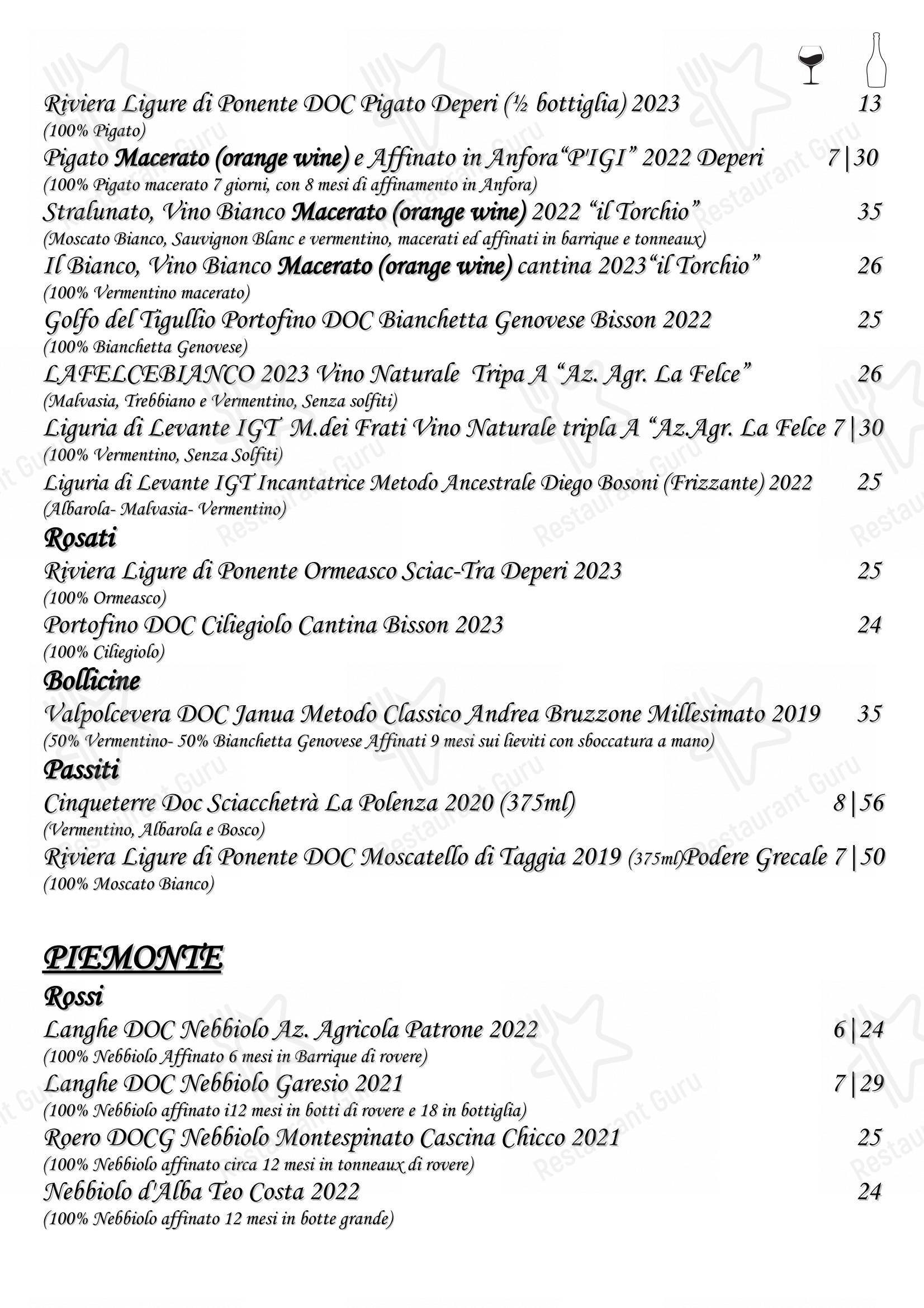 27sapori cucina & vino in Genova - 菜单